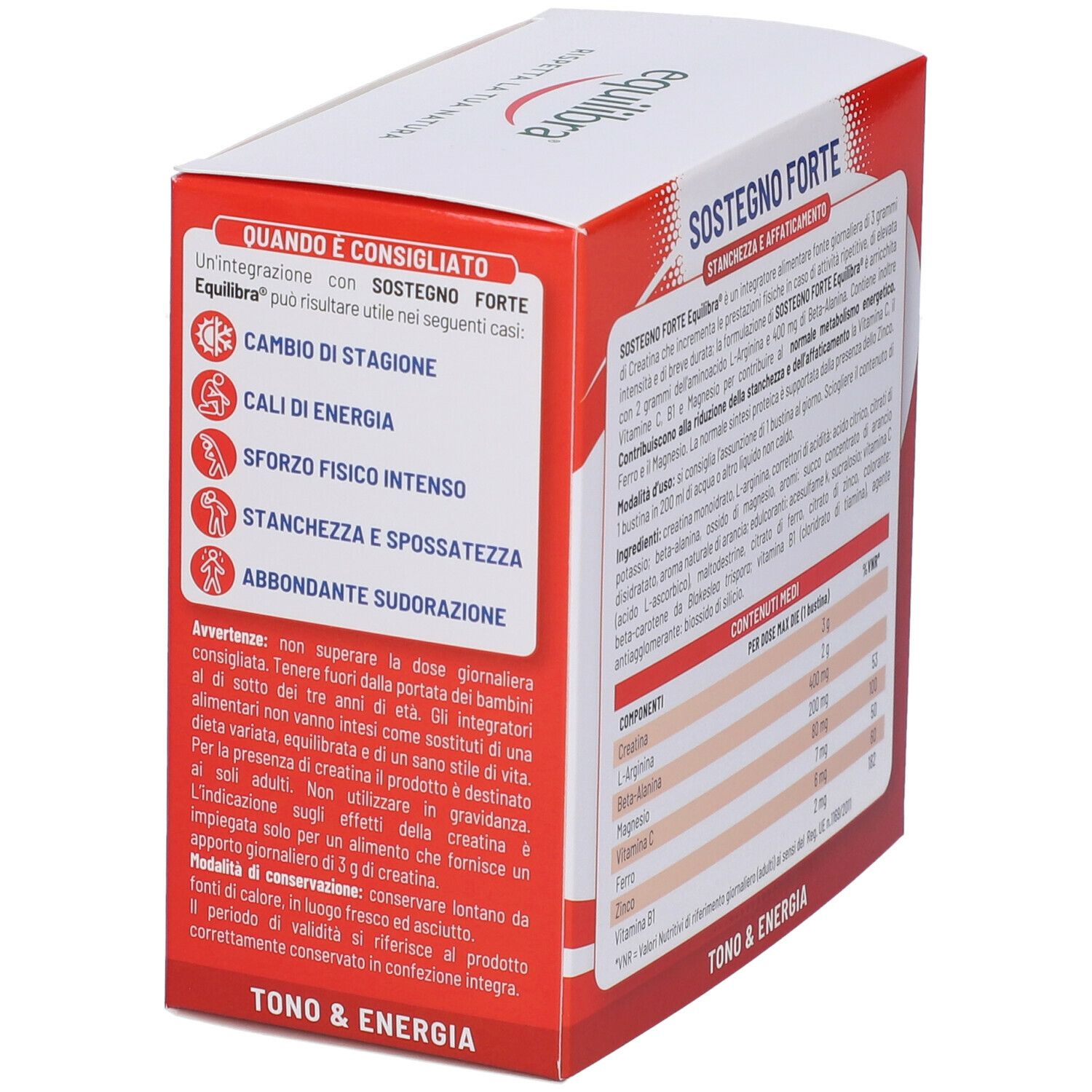 Confezione di Equilibra Sostegno Forte. Contiene informazioni sull'uso e gli ingredienti.