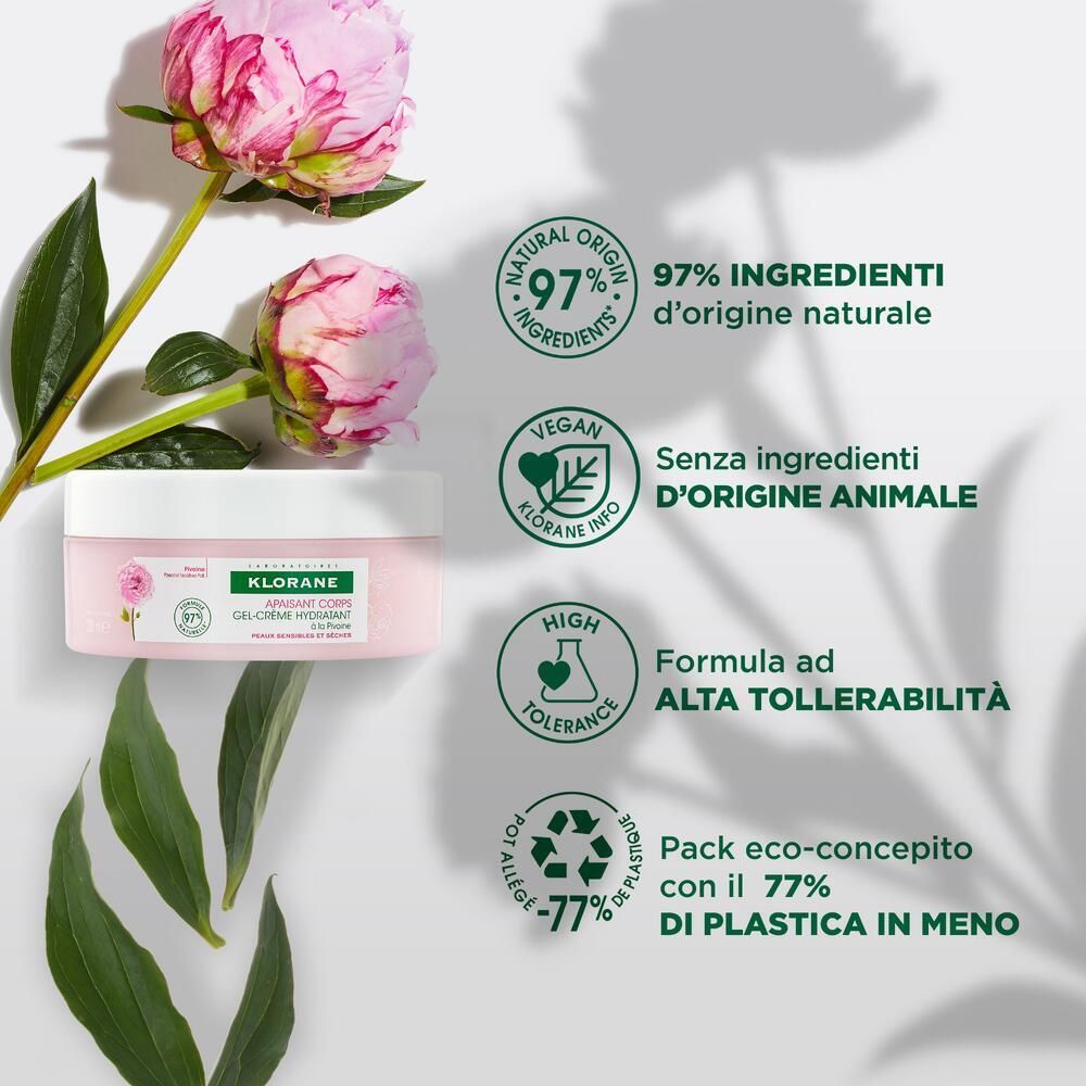 Confezione del prodotto con testo e loghi. 97% ingredienti naturali. Vegano. Alta tollerabilità. Pack eco-concepito con il 77% di plastica in meno.