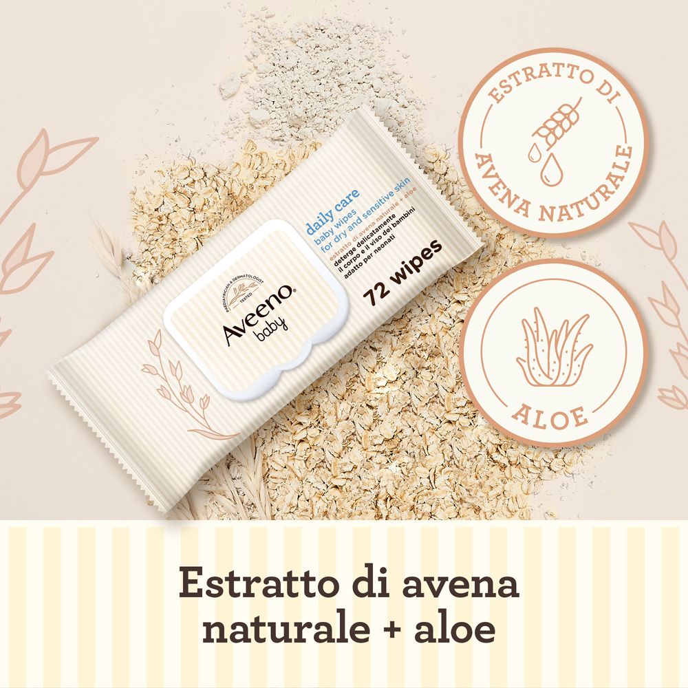 Aveeno Baby Feuchttücher, 72 Stück, mit Hafer und Aloe.