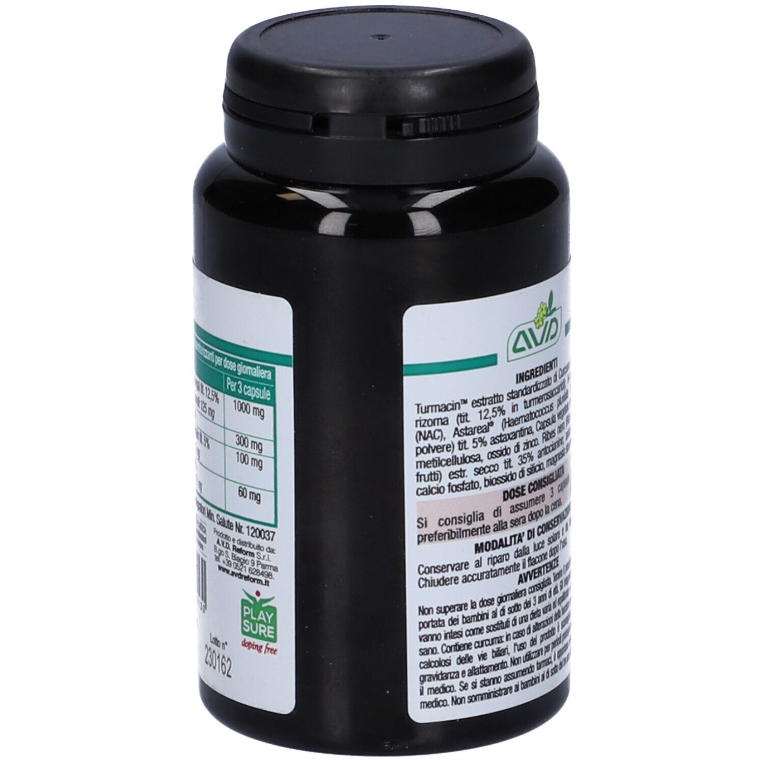 Flacone nero con capsule. Scritta: Performance Slow Aging. Etichetta con ingredienti e dosaggio.