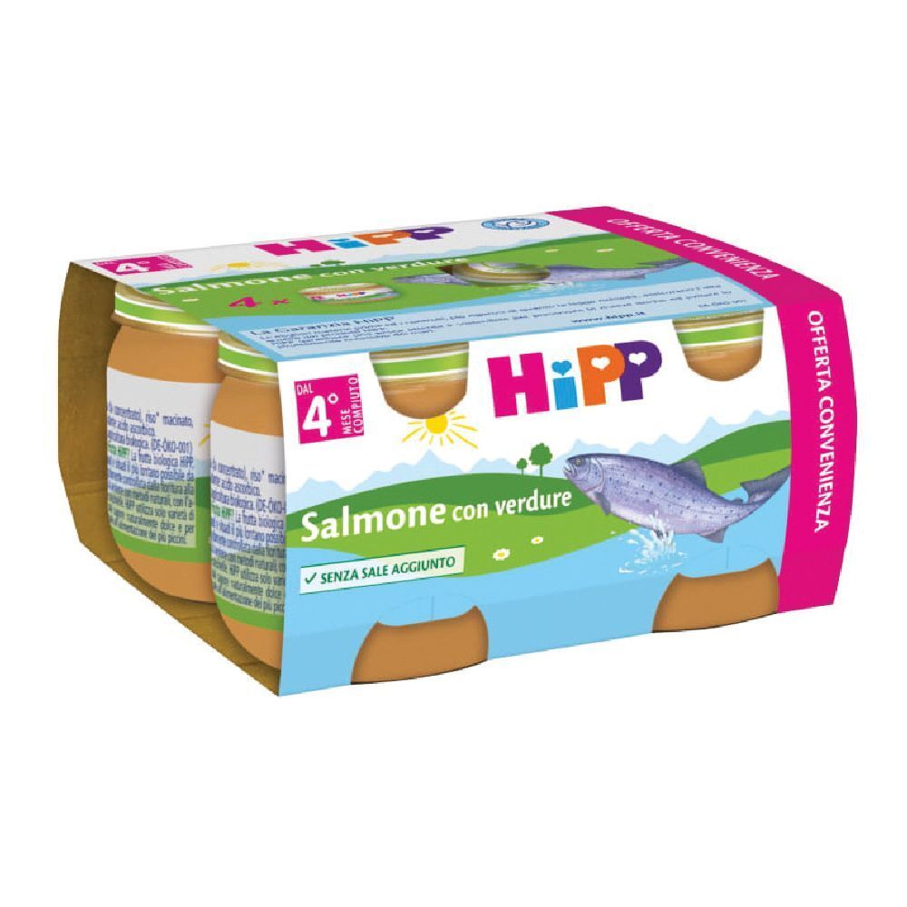 Hipp Omog Salmone/Verd 4X80G