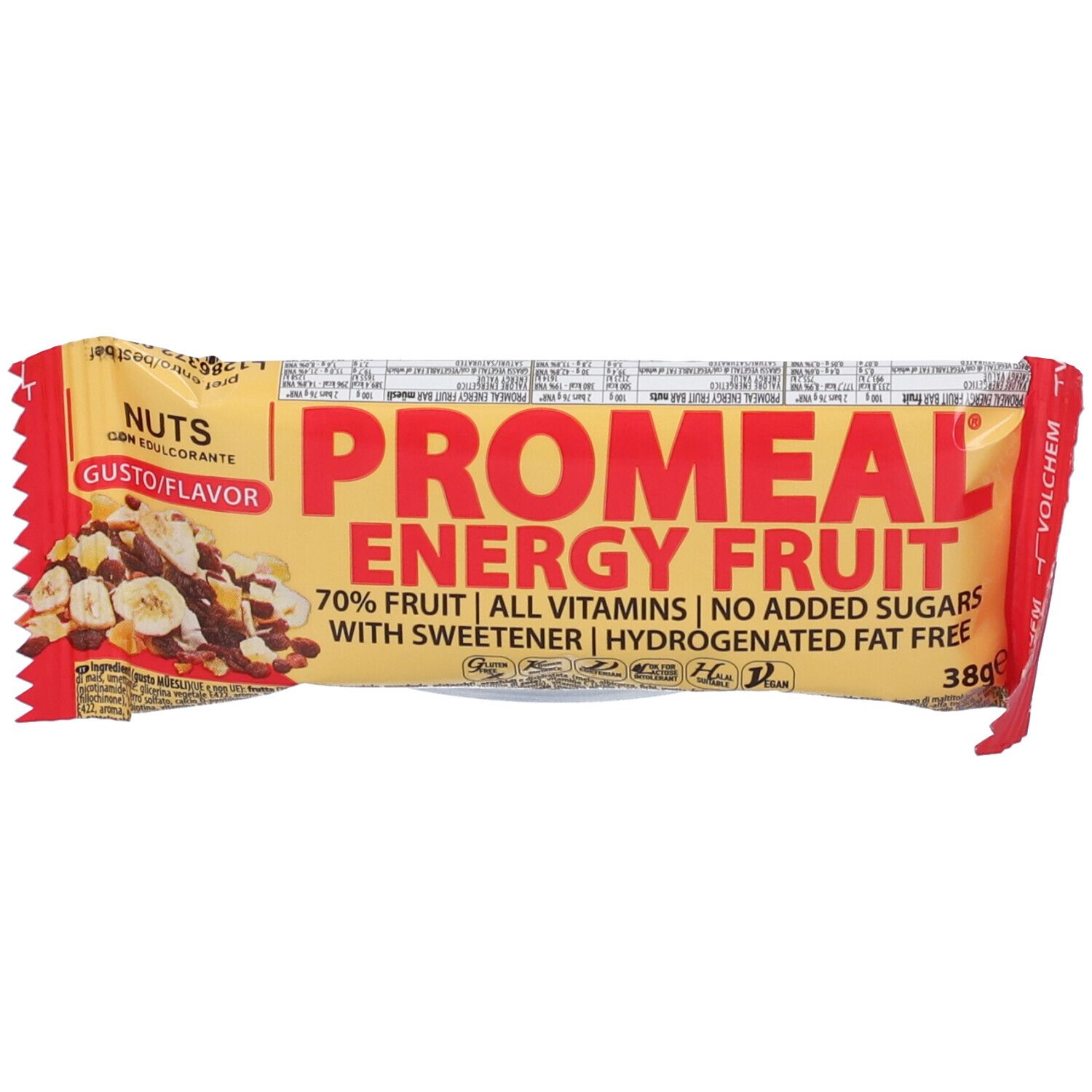 VOLCHEM Promeal Energy Fruit Barretta Energetica Alla Frutta Gusto Nuts