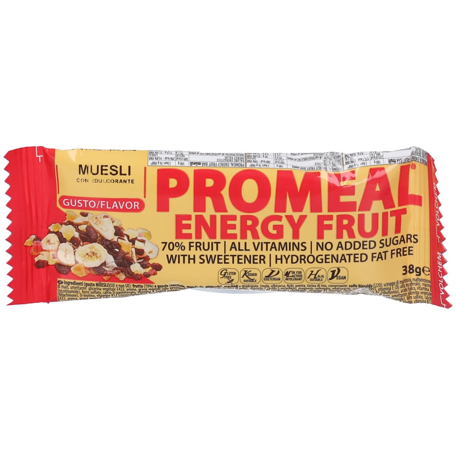VOLCHEM Promeal Energy Fruit Barretta Energetica Alla Frutta Gusto Muesli