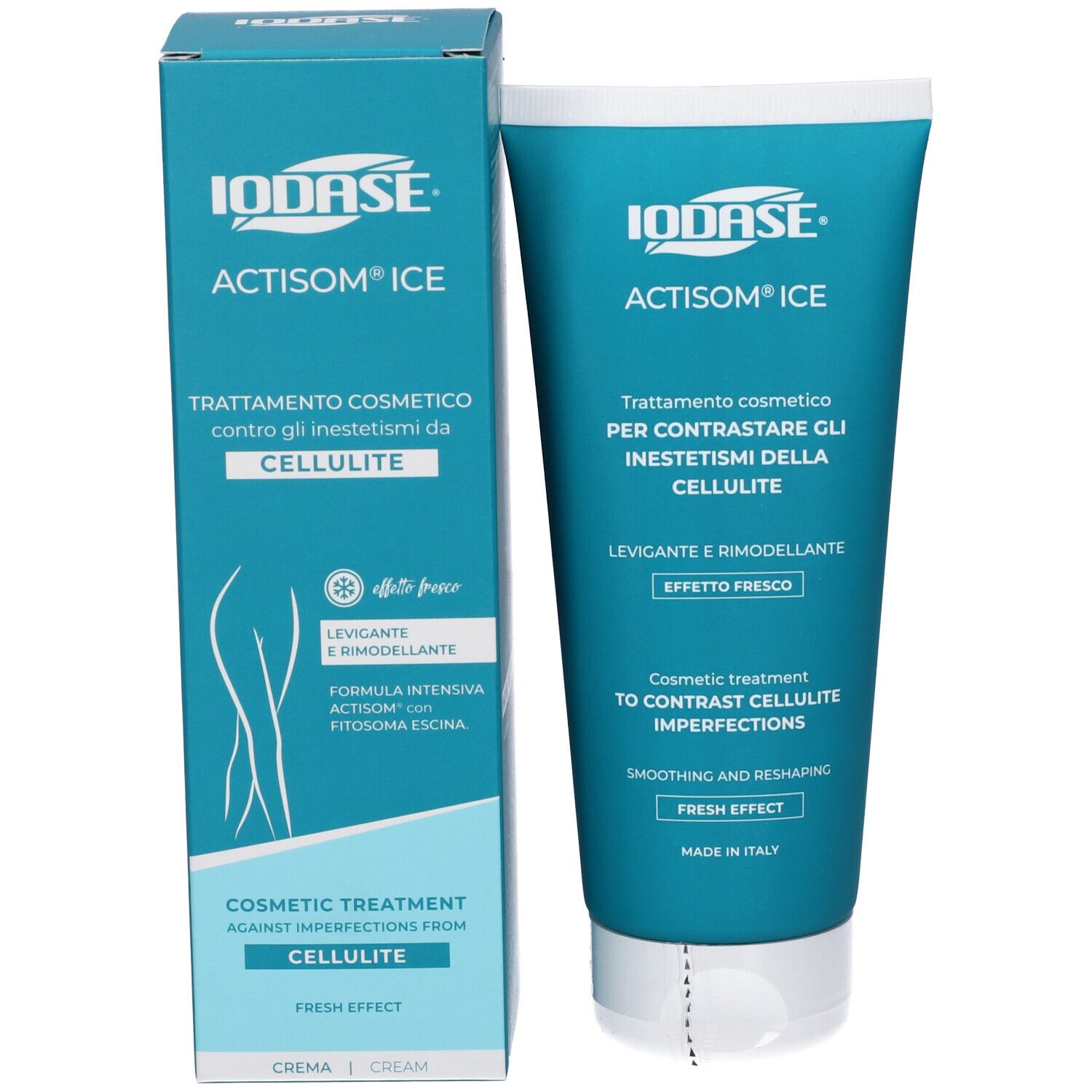 Iodase Actisom Ice Creme gegen Cellulite. Kosmetische Behandlung zur Glättung und Umformung.