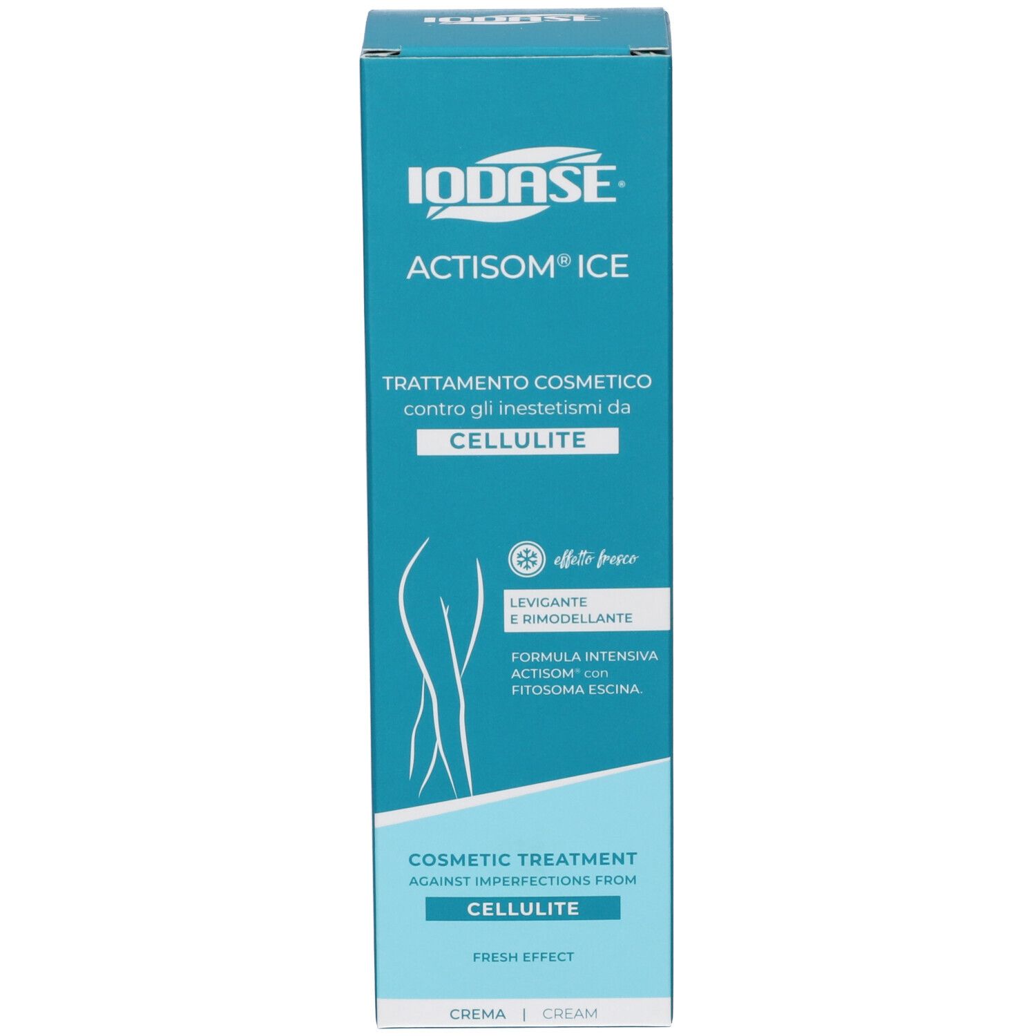 IODASE ACTISOM ICE Kosmetikbehandlung gegen Cellulite in einer blauen Box.