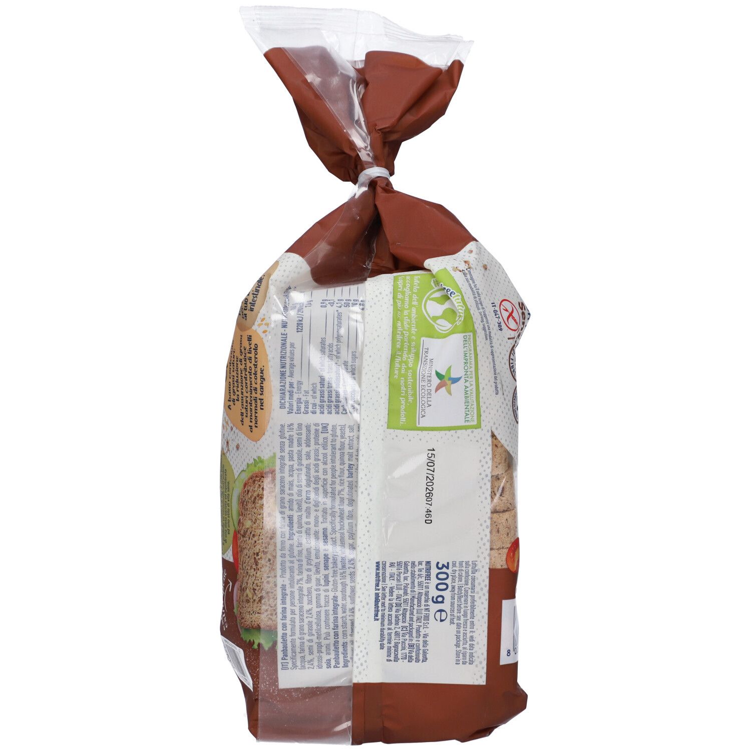 Nutrifree Panbauletto Integrale: Pane integrale senza glutine, 300g.
