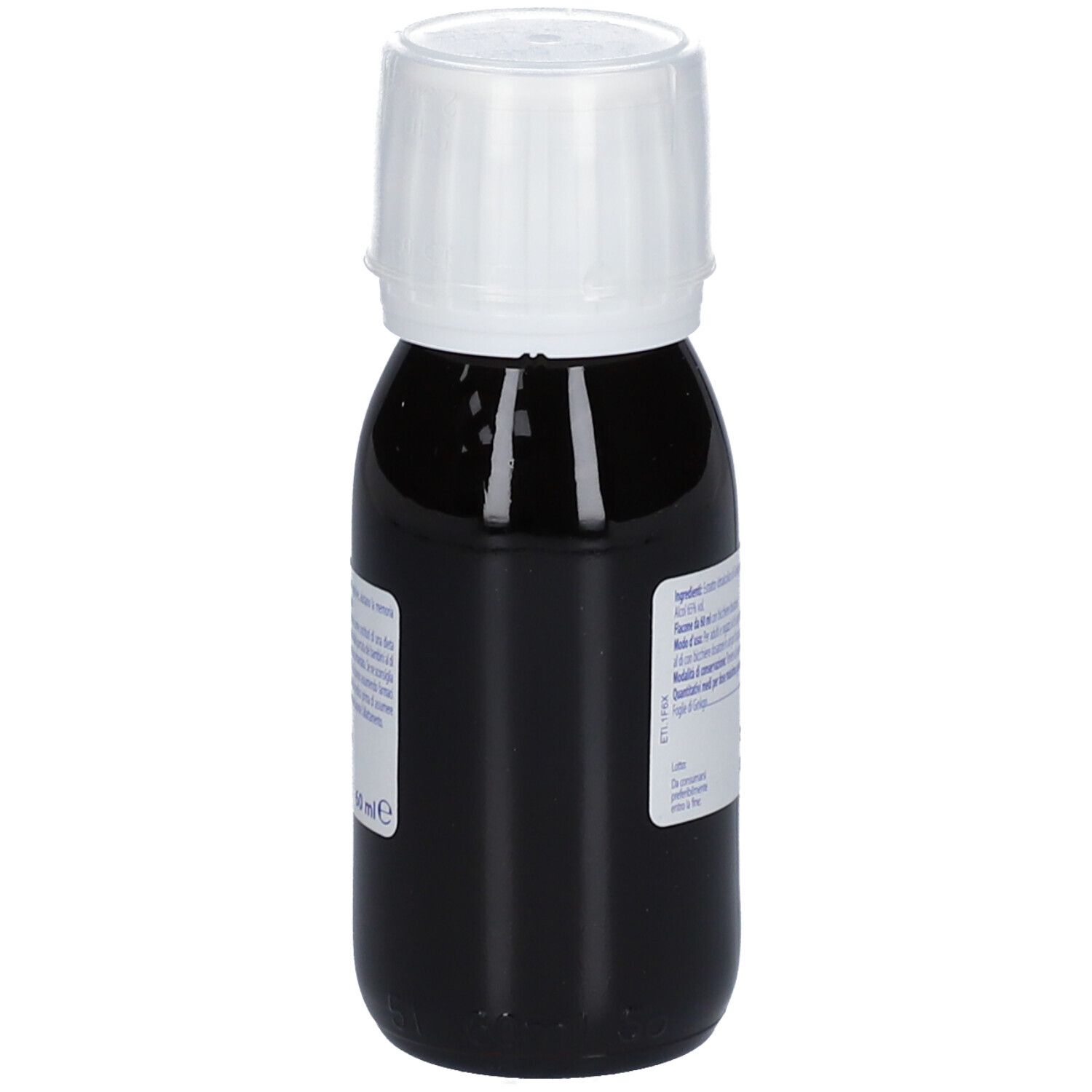Flacone di vetro marrone con tappo bianco. Scritta: BOIRON Memoria Ginkgo biloba. Contenuto liquido.