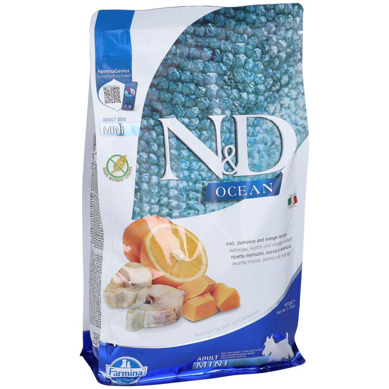 Trockenfutter Hund Farmina N&D Ocean - Adult Mini - Kabeljau Kürbis