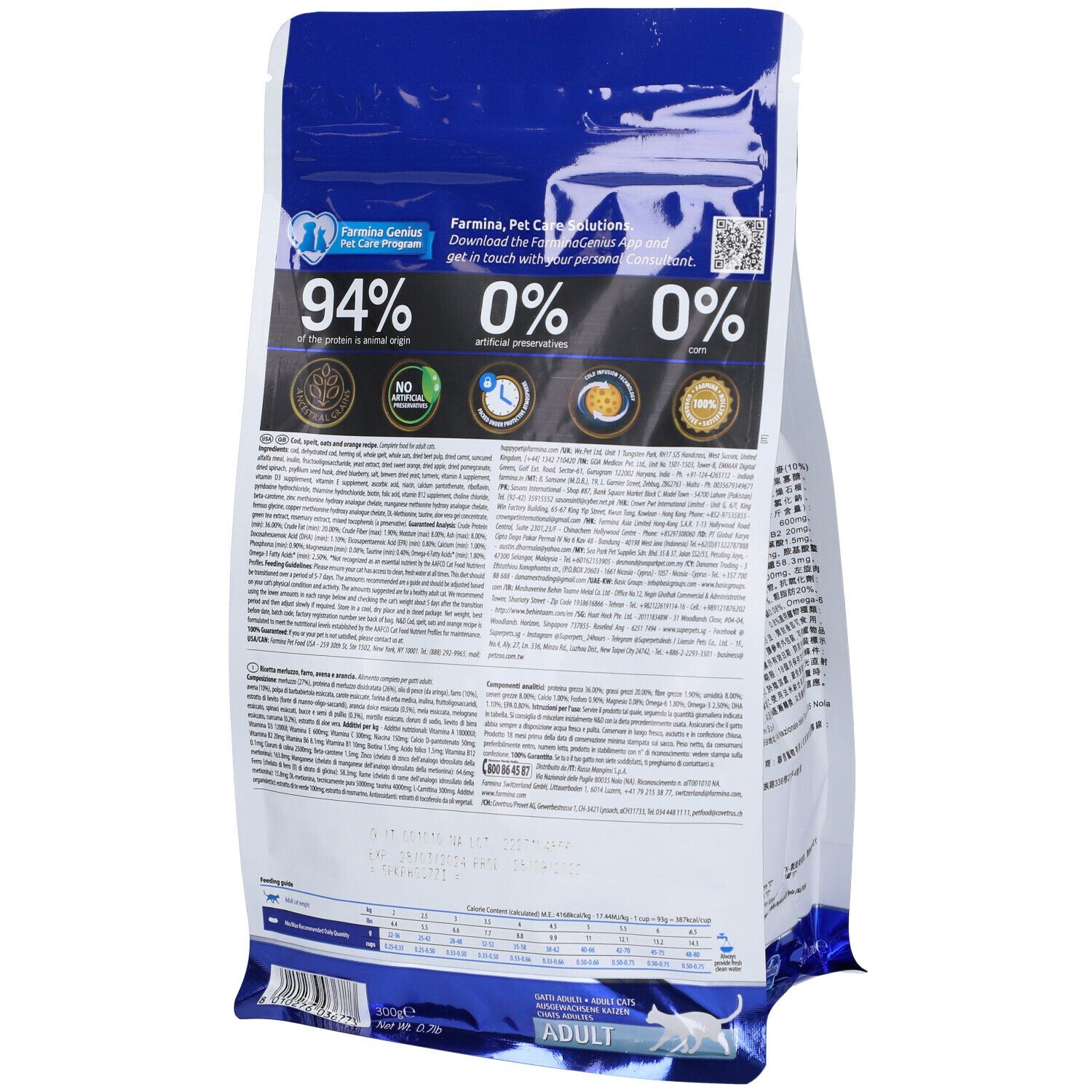 Trockenfutter Farmina N&D Ocean - Kabeljau, Dinkel, Hafer & Orange - Katze Adult