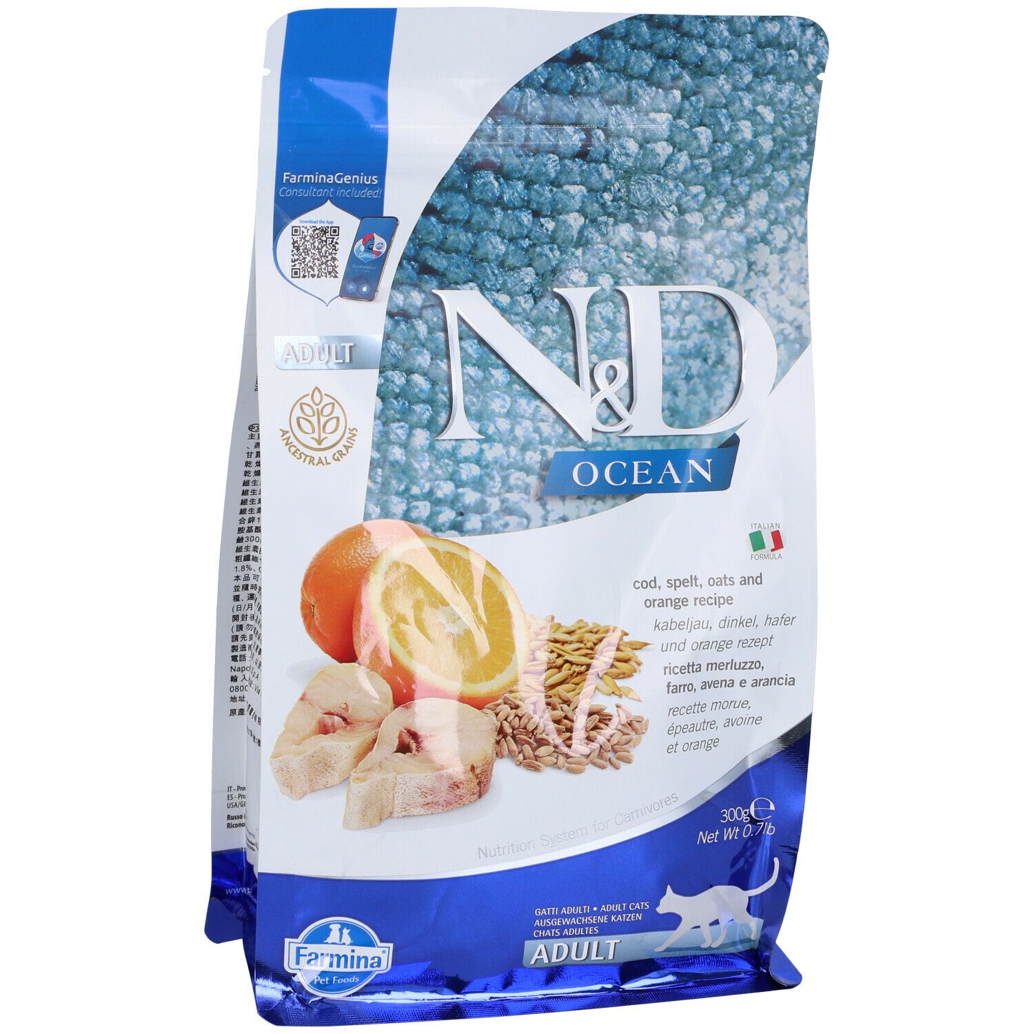 Trockenfutter Farmina N&D Ocean - Kabeljau, Dinkel, Hafer & Orange - Katze Adult