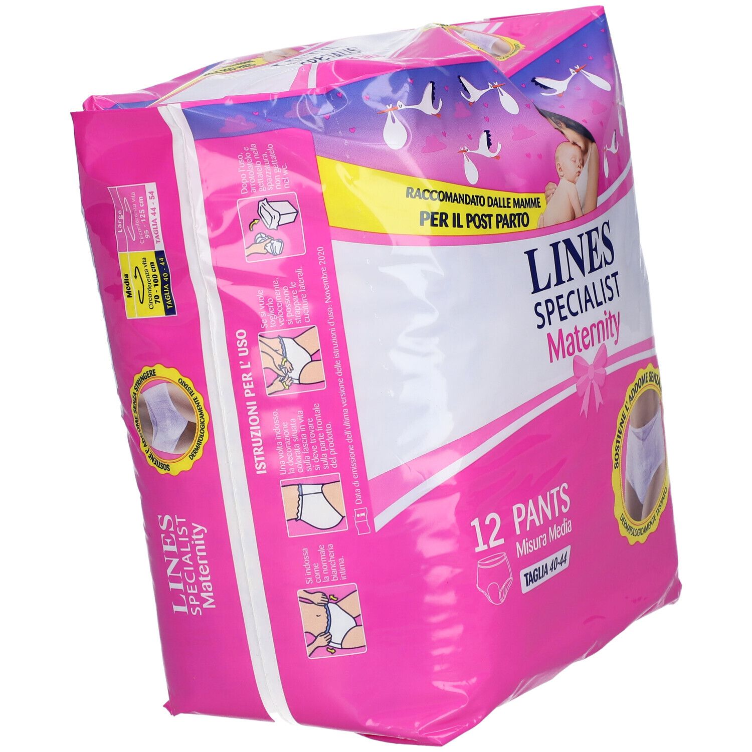 Confezione rosa LINES SPECIALIST Maternity. 12 Pants, taglia M. Istruzioni e illustrazioni.