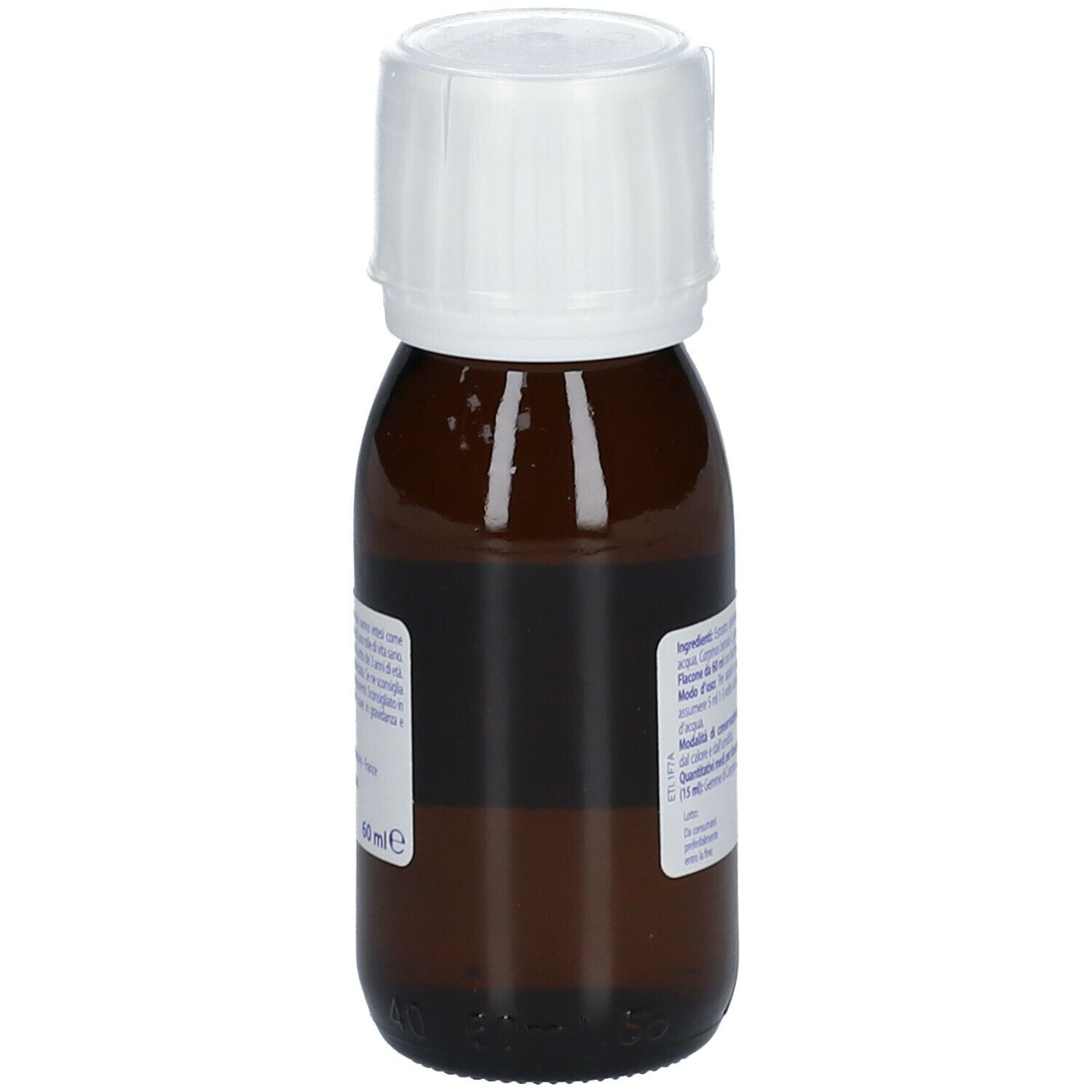 Flacone di vetro marrone con tappo bianco. Scritto: BOIRON Carpinus betulus Gemme. Informazioni.