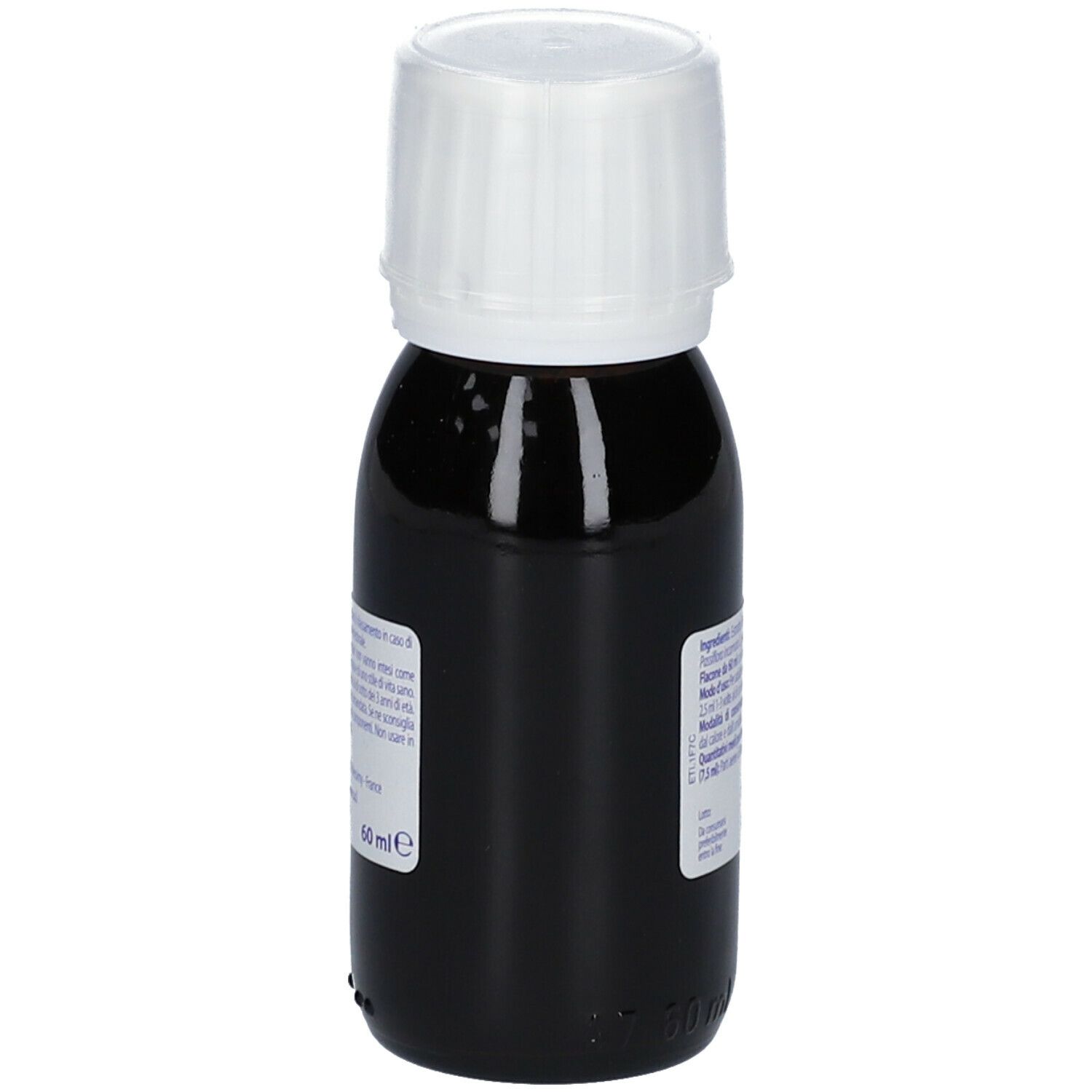 Flacone di vetro marrone con tappo bianco. Scritto BOIRON Rilassamento, Passiflora incarnata. Contiene informazioni e ingredienti.