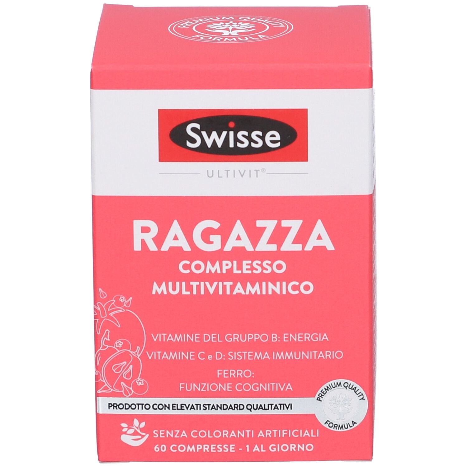 Swisse Ultivit Ragazza complesso multivitaminico. Scatola. 60 compresse. Contiene vitamine e minerali.