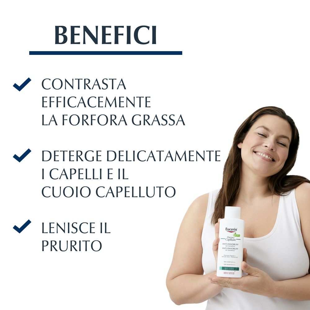 Eucerin Dermocapillaire Shampoo Gel Anti-forfora Grassa 250 Ml