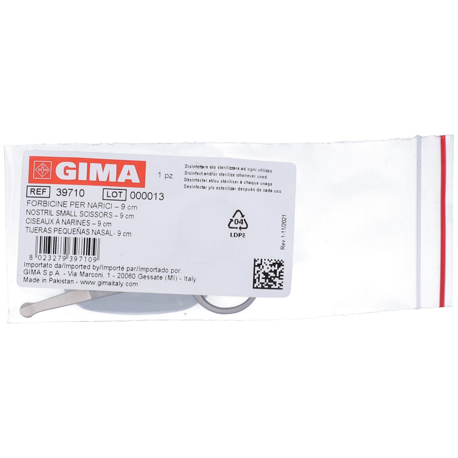 GIMA Forbicine Per Narici - 9 Cm