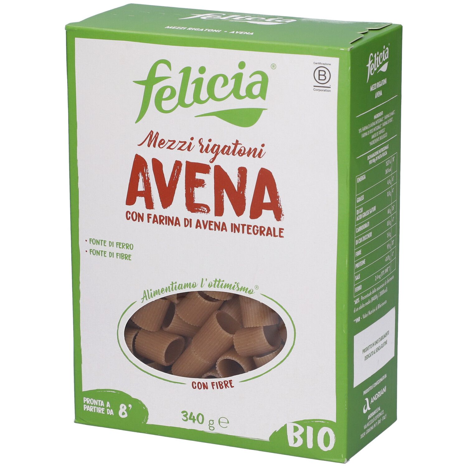 Felicia Mezzi Rigatoni Avena Bio 340 g Pasta