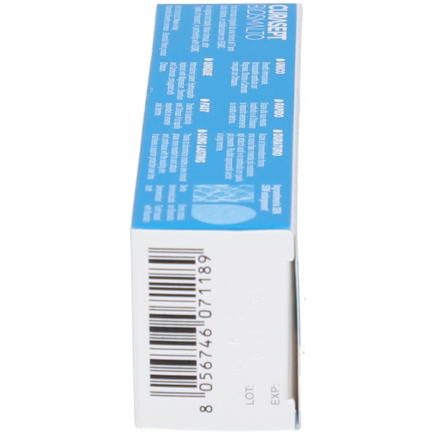 Kartonverpackung Curasept Biosmalto Baby Kid Zahnpasta, Erdbeergeschmack, ohne Fluorid.