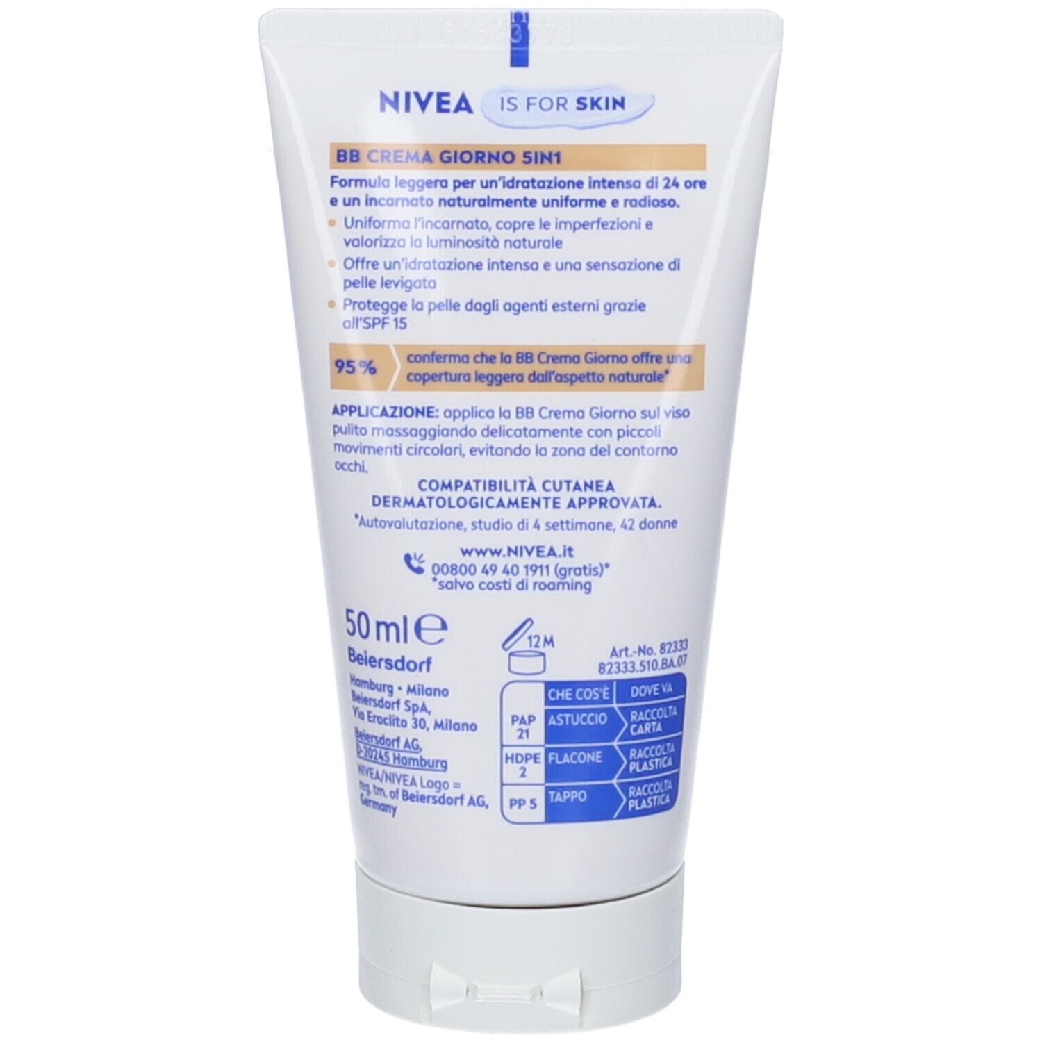 Nivea 5 In 1 Bb Cream Super Idratante 24H No Stop Naturale 50 Ml, Crema Viso Colorata Con SPF15