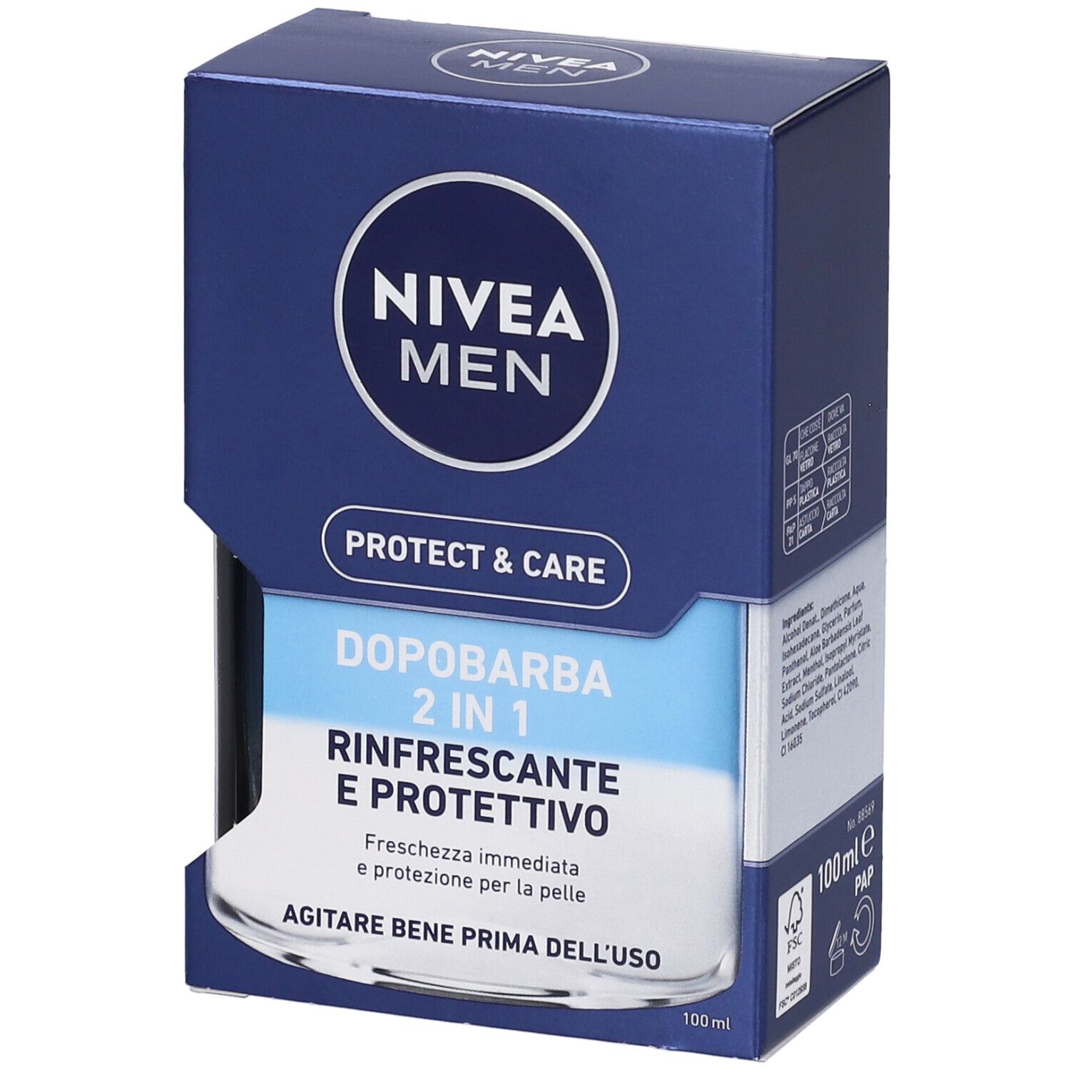 Nivea Men Protect & Care Dopobarba 2 in 1 Rinfrescante e Protettivo 100 ml, Dopobarba lenitivo