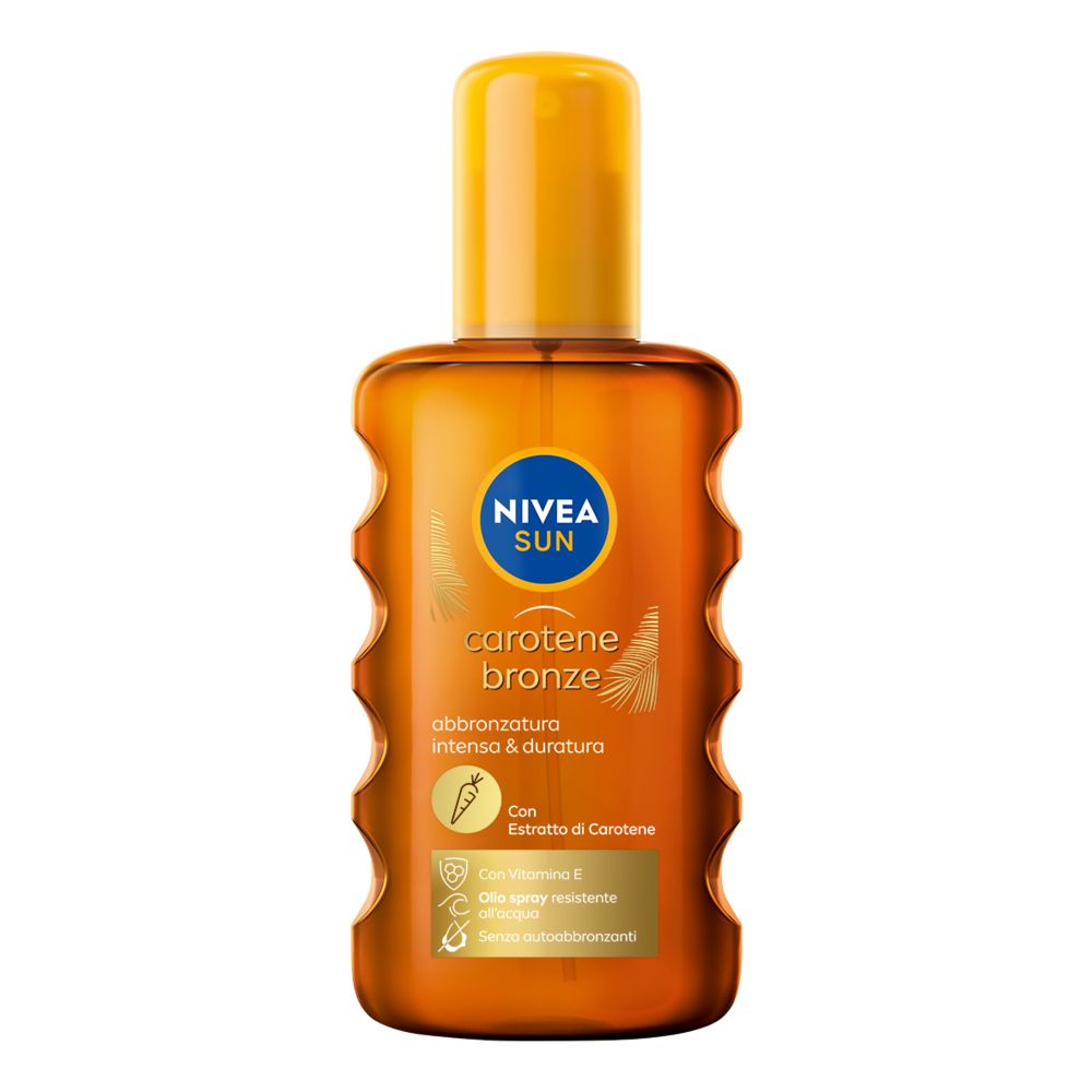 Nivea Sun Olio Solare Spray Carotene Bronze 200 ml, Olio abbronzante con Carotene e Vitamina E