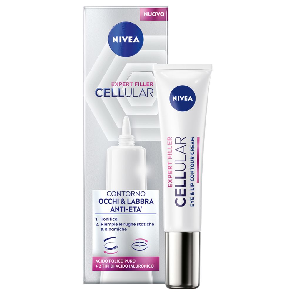 Nivea Cellular Expert Filler Contorno Occhi & Labbra Anti-Età 15 Ml, Crema Contorno Occhi E Labbra Ml
