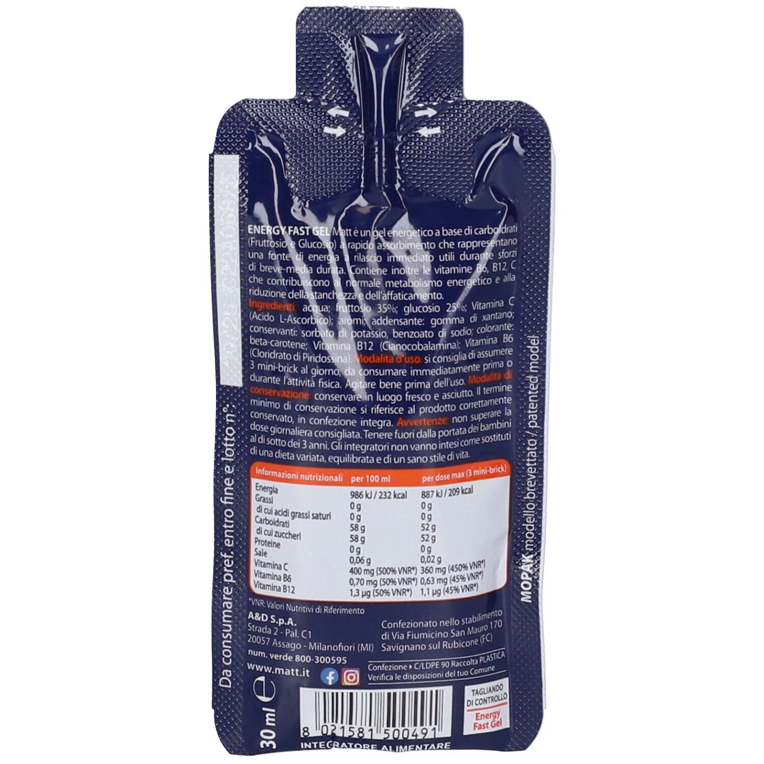 Matt Sport Energy Fast Gel