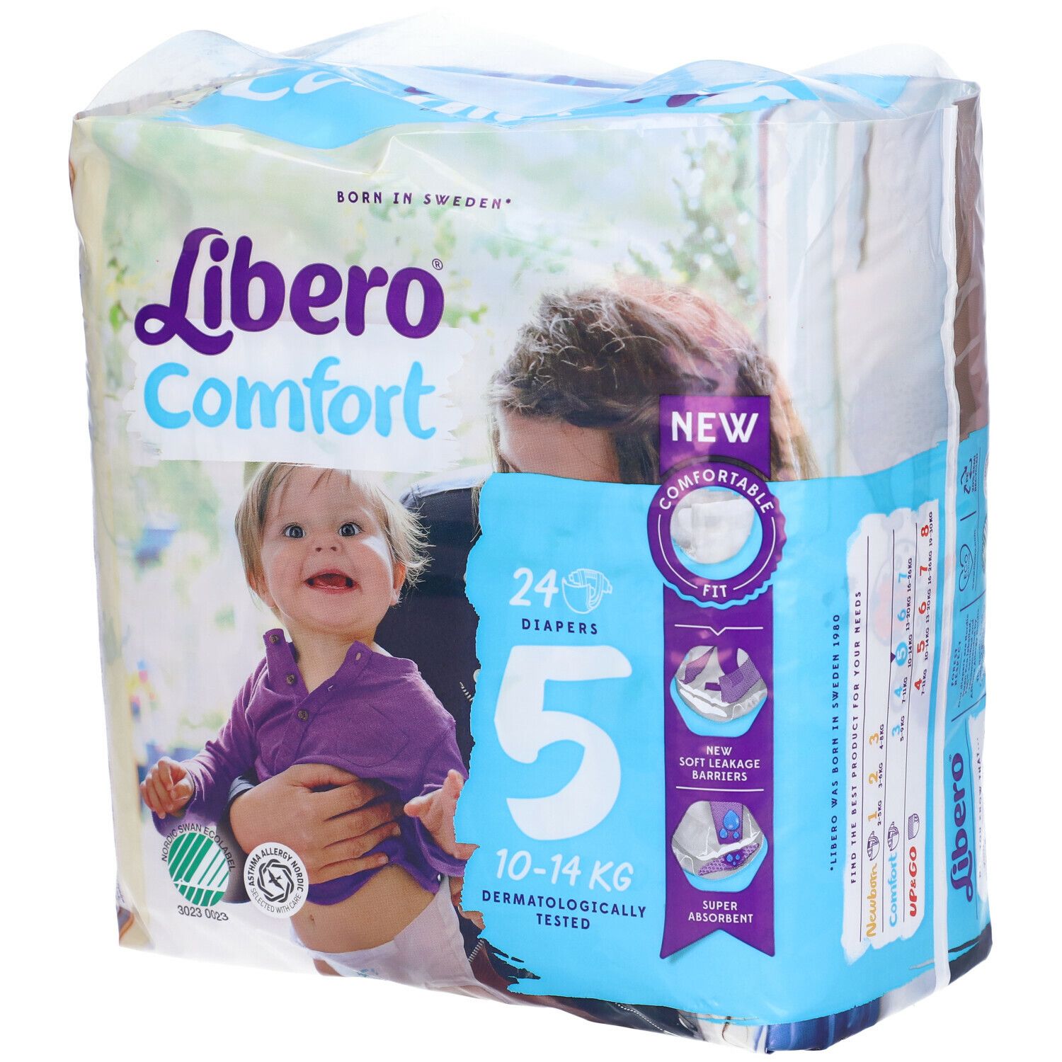 Confezione di pannolini Libero Comfort 5. 24 pezzi, 10-14 kg. Bambino con genitore, info.