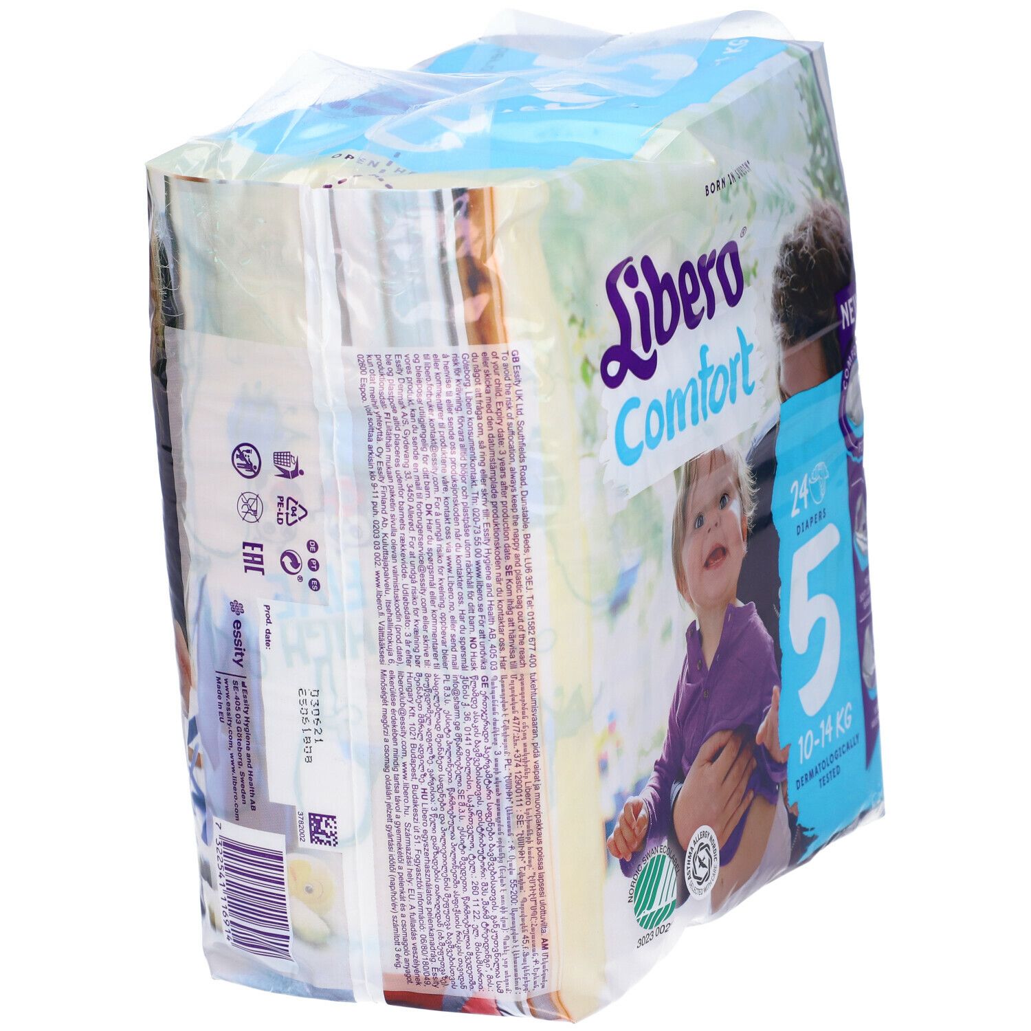 Confezione di pannolini Libero Comfort 5. 24 pezzi, 10-14 kg. Informazioni e bambino.
