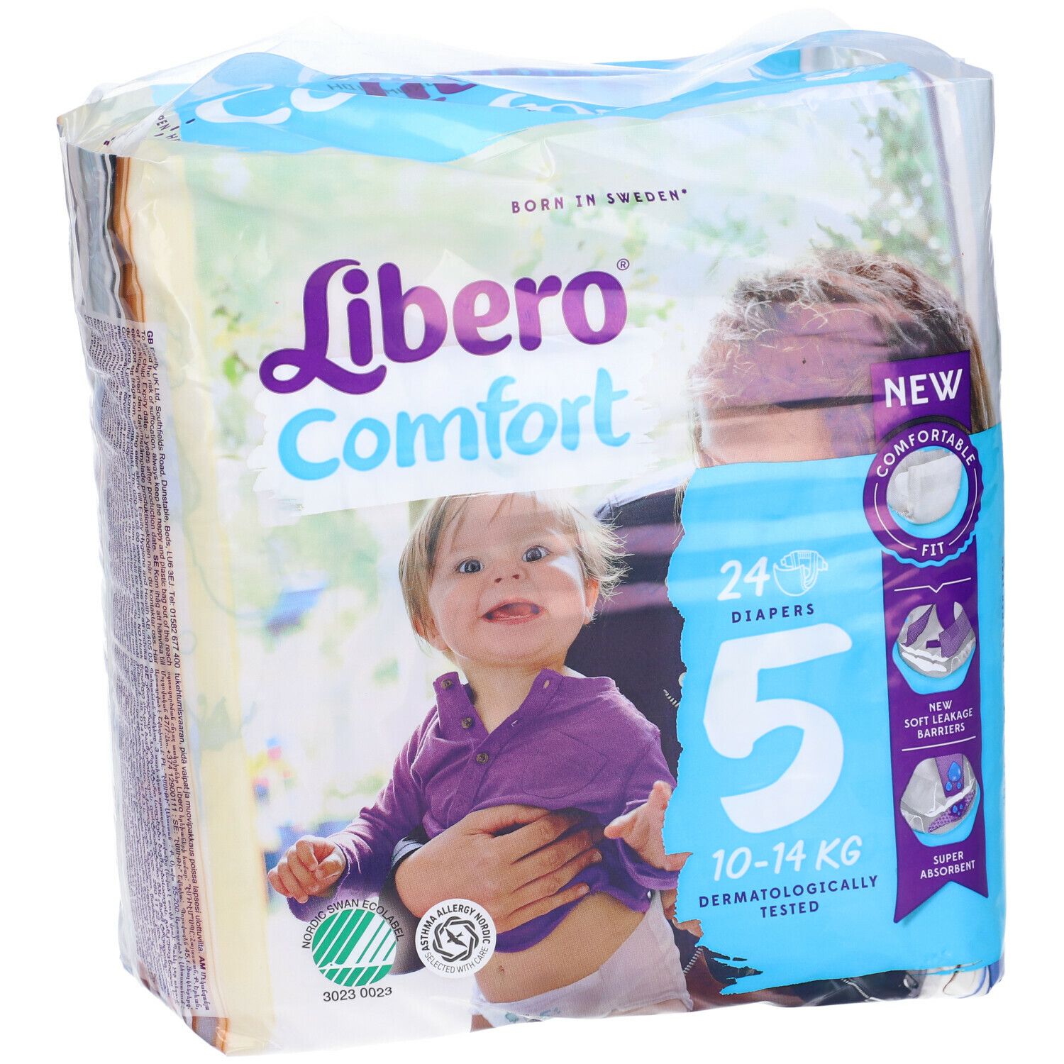 Confezione di pannolini Libero Comfort 5. 24 pezzi, 10-14 kg. Bambino con genitore, info.