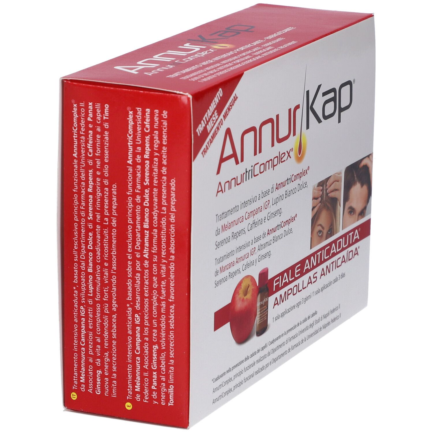 AnnurKap AnnurtritComplex Haarkur-Box mit Ampullen und Apfelabbildung.
