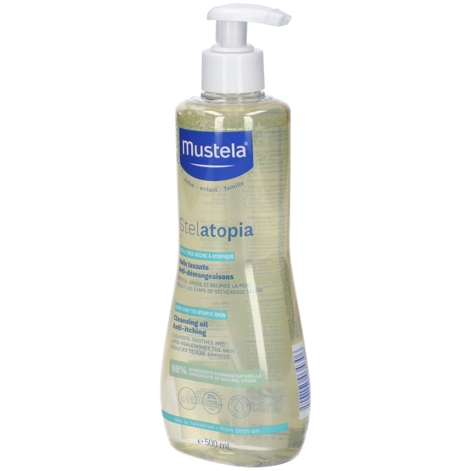 Mustela Stelatopia Reinigungsöl mit Spender, 500ml.