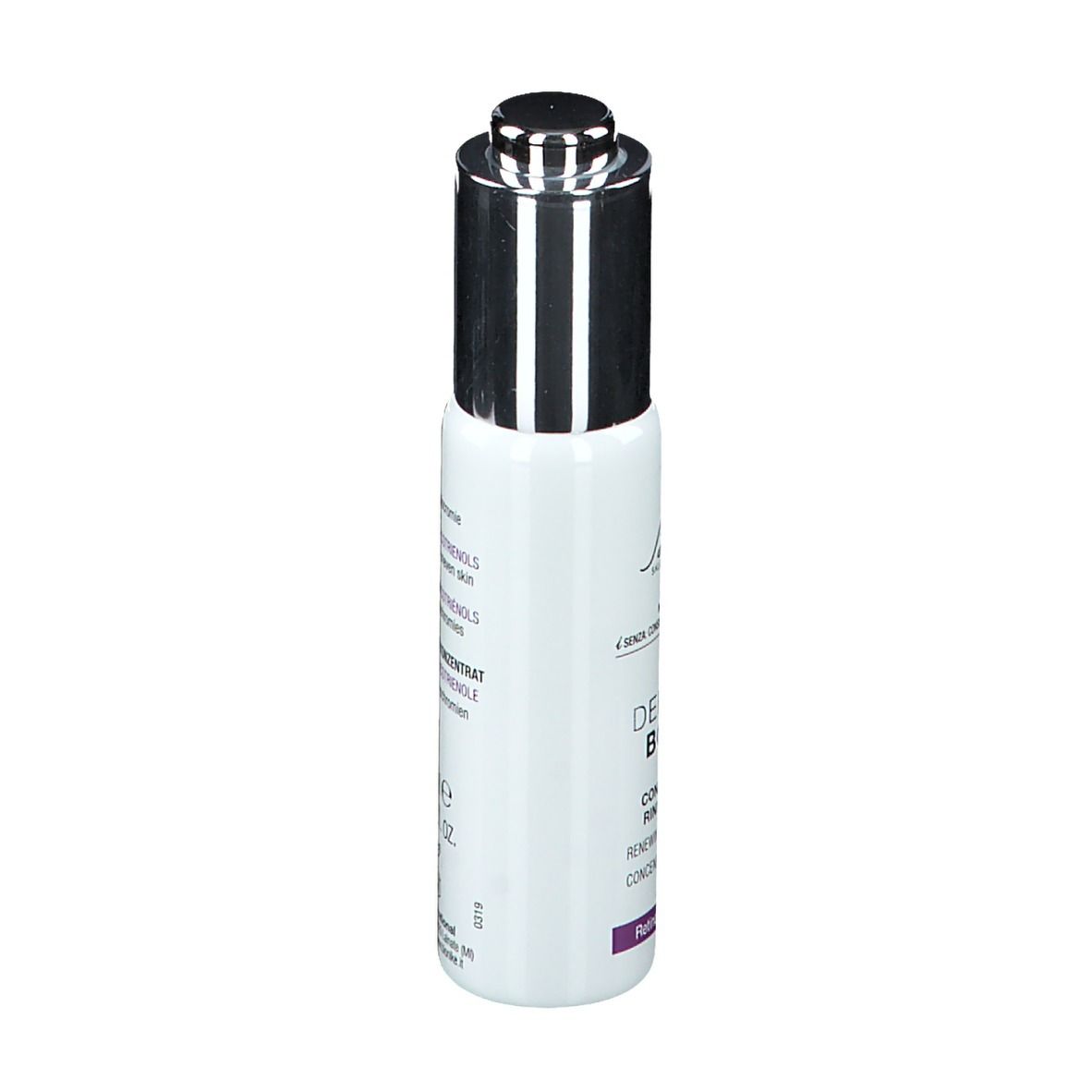 Flacone bianco con tappo argentato. Scritta: DEFENCE BOOST, Retinolo + Tocotrienoli. Marchio: BioNike.