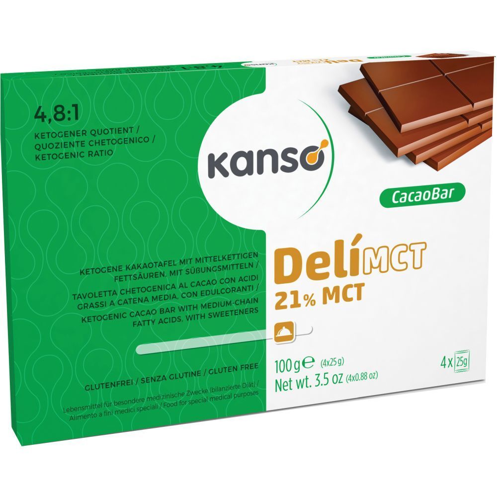 Kanso Delimct Cacao Bar 21% Tavoletta Chetogenica Al Cacao Con Acidi Grassi A Catena Media 4 Monoporzioni Da 25 G