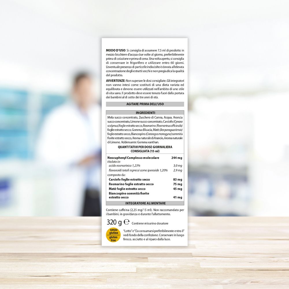 Rückseite der Produktverpackung mit Inhaltsstoffen und Anweisungen. Text in Italienisch.