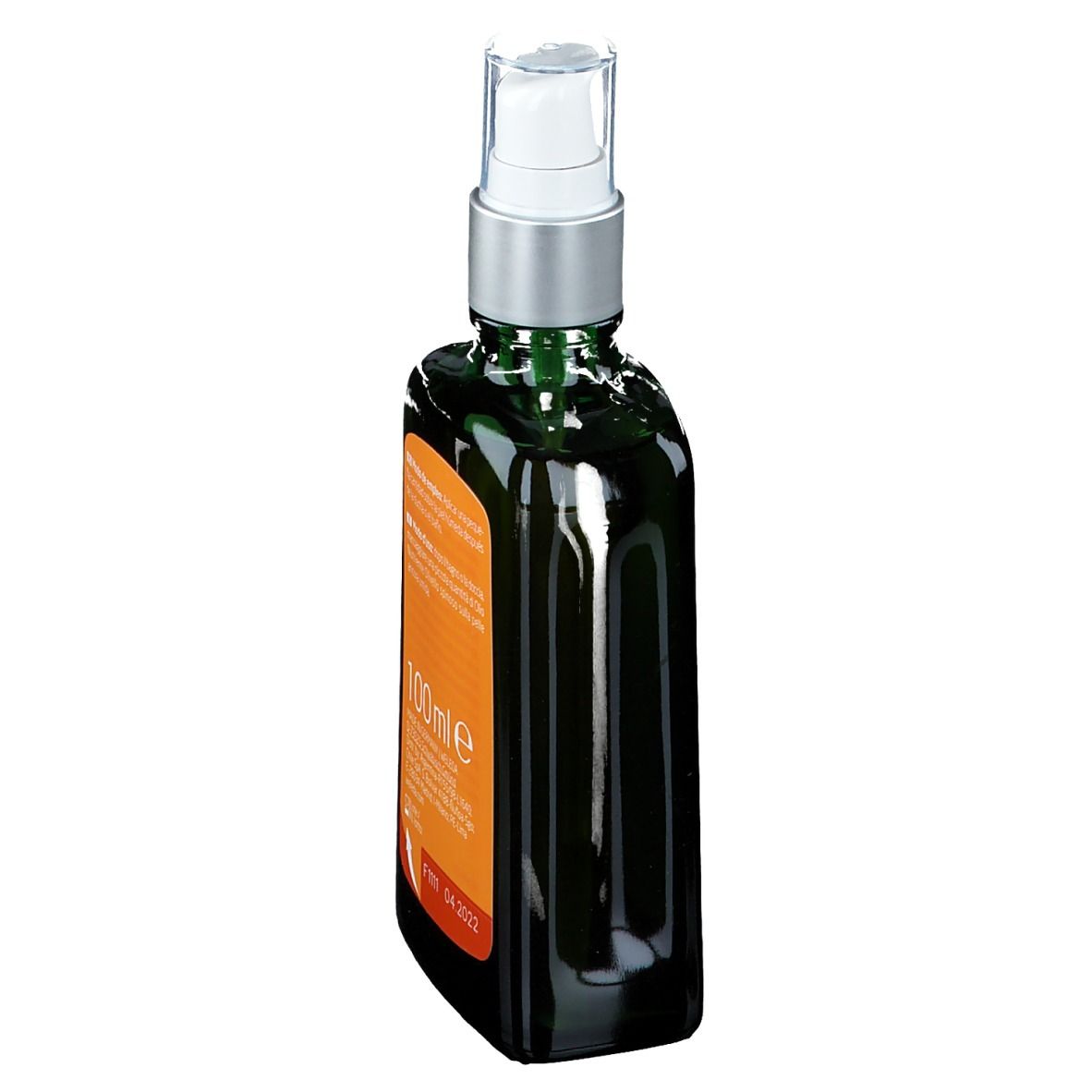 Flacone verde Weleda con vaporizzatore. Vista laterale con informazioni sul prodotto.