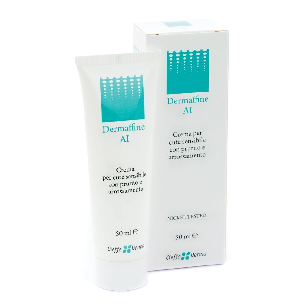 Tubo e scatola di crema Dermaffine AI. Contiene 50 ml. Nickel tested.