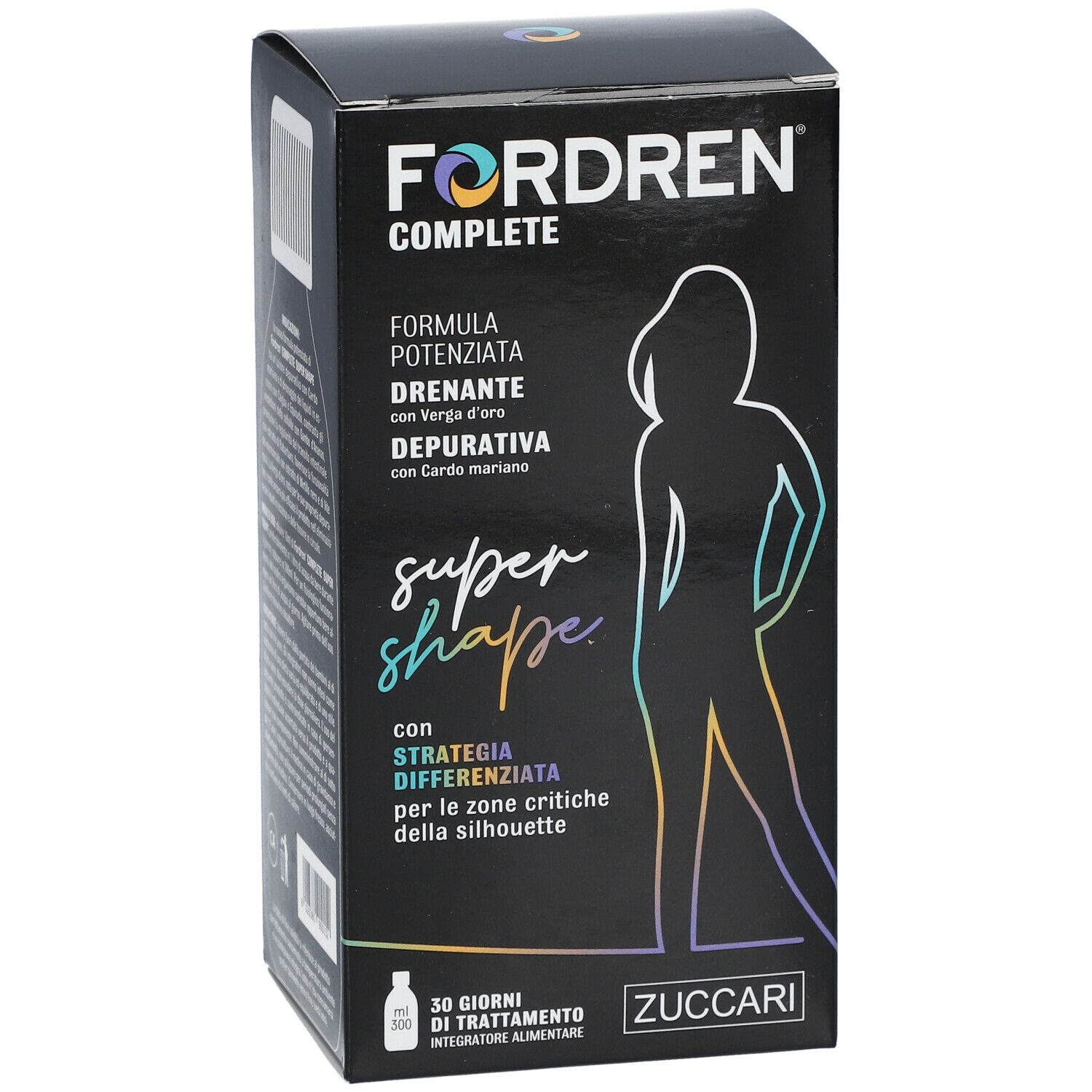 Scatola nera FORDREN COMPLETE SUPER SHAPE. Nome, silhouette e testo. Marchio ZUCCARI.