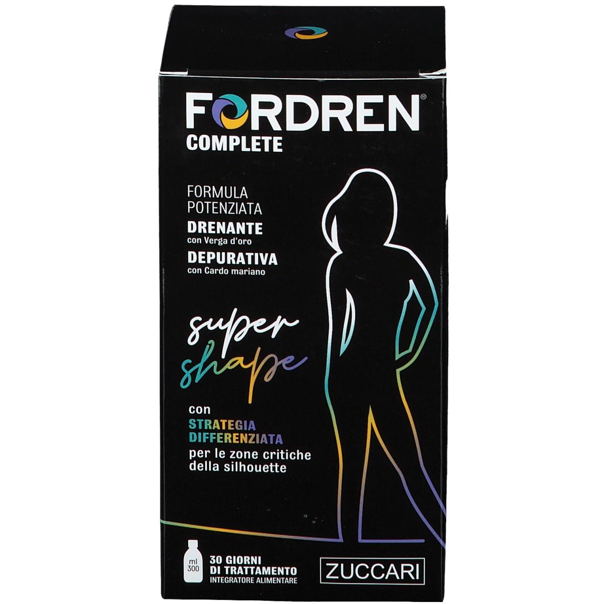 Scatola nera FORDREN COMPLETE SUPER SHAPE. Nome, silhouette e testo. Marchio ZUCCARI.