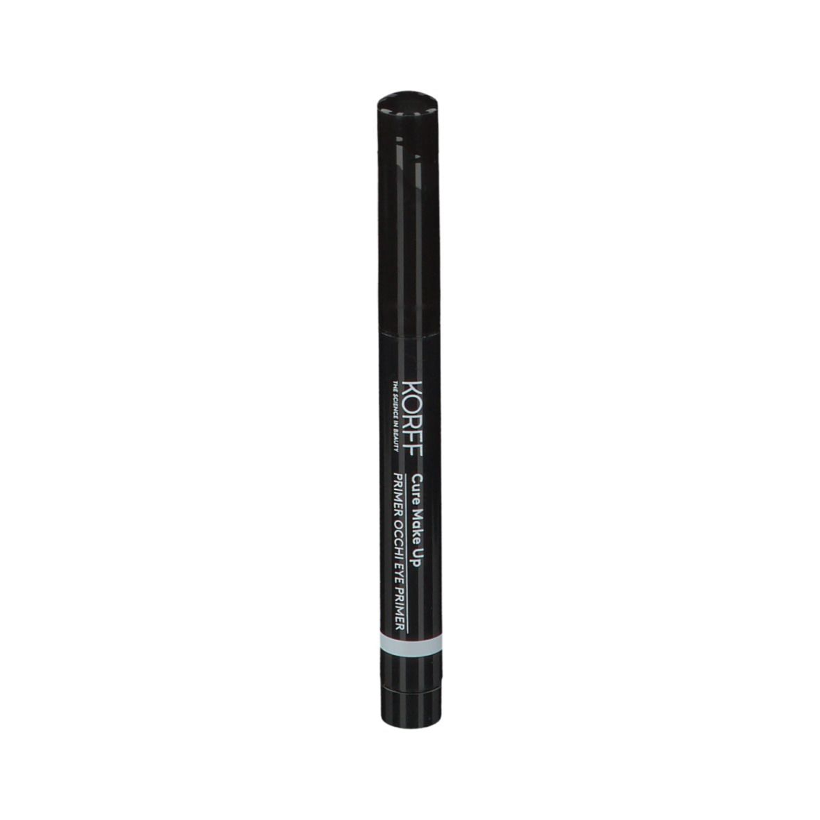 KORFF Cure Make Up Augengrundierung. Schwarzer Stift. Text: Primer Occhi Eye Primer.