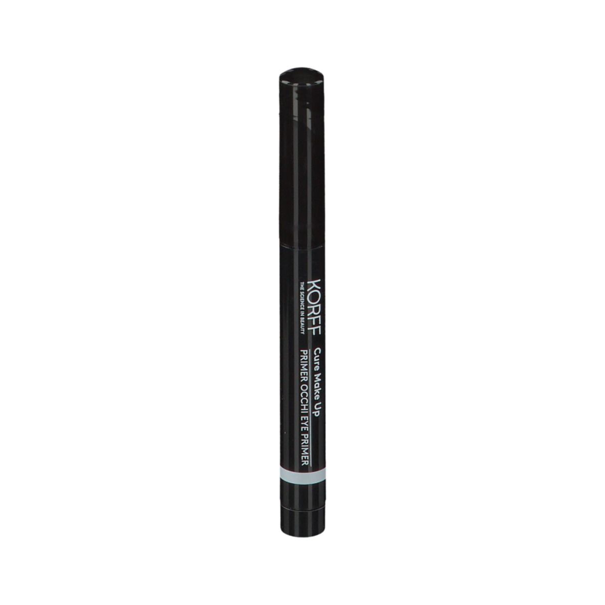 KORFF Cure Make Up Augengrundierung. Schwarzer Stift. Text: Primer Occhi Eye Primer.