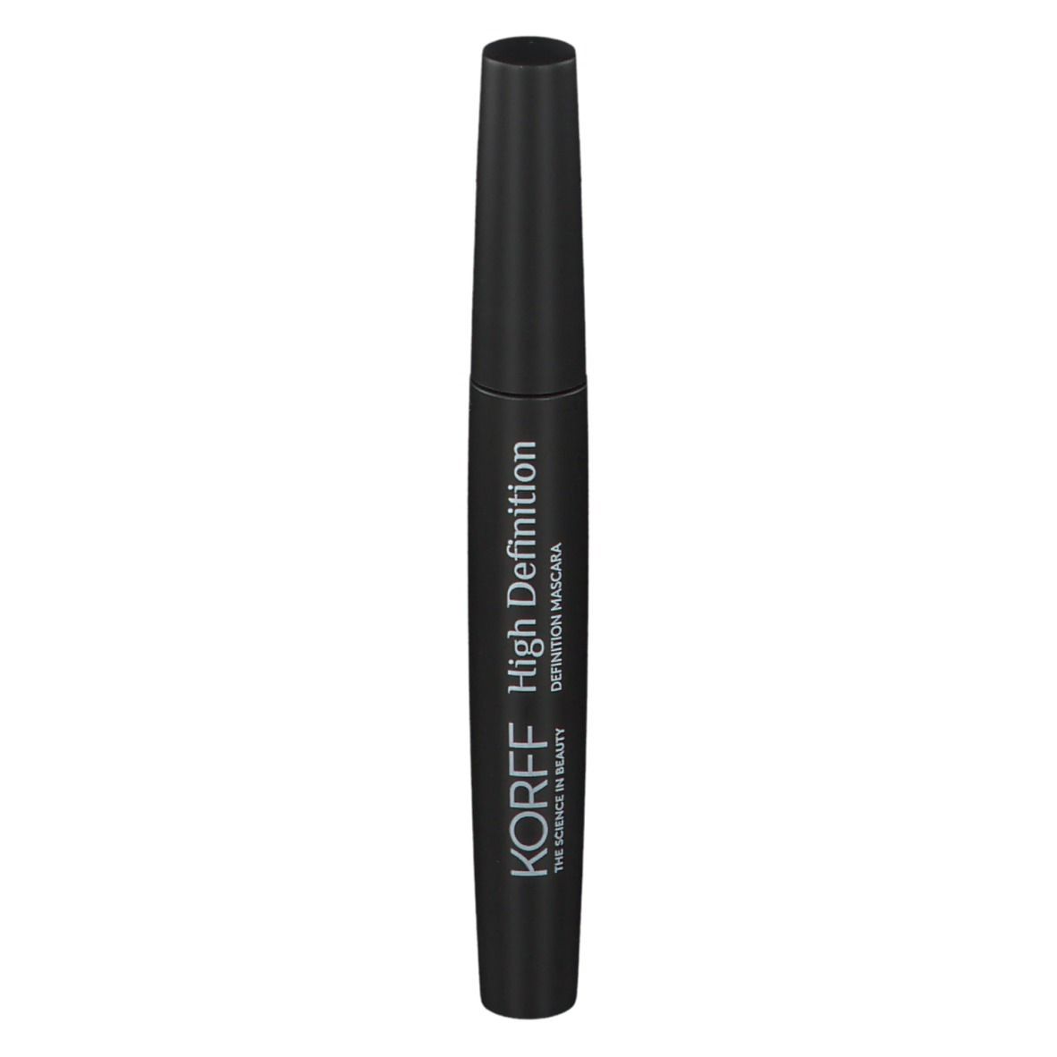 Tube de mascara noir. KORFF High Definition Mascara. Inscription.