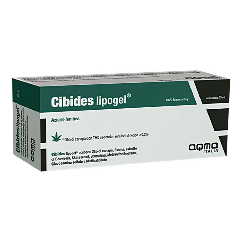 Confezione di Cibides lipogel®. Scatola verde e bianca con nome e dettagli. Prodotto in Italia.