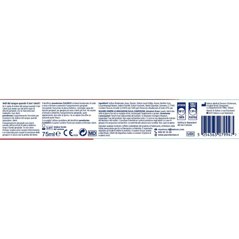 Zahncremetube mit 75ml Inhalt, CE und MD Siegeln.