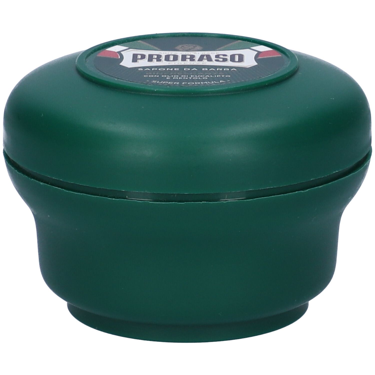 Barattolo verde con coperchio. Sul coperchio è presente un'etichetta con testo e logo.
