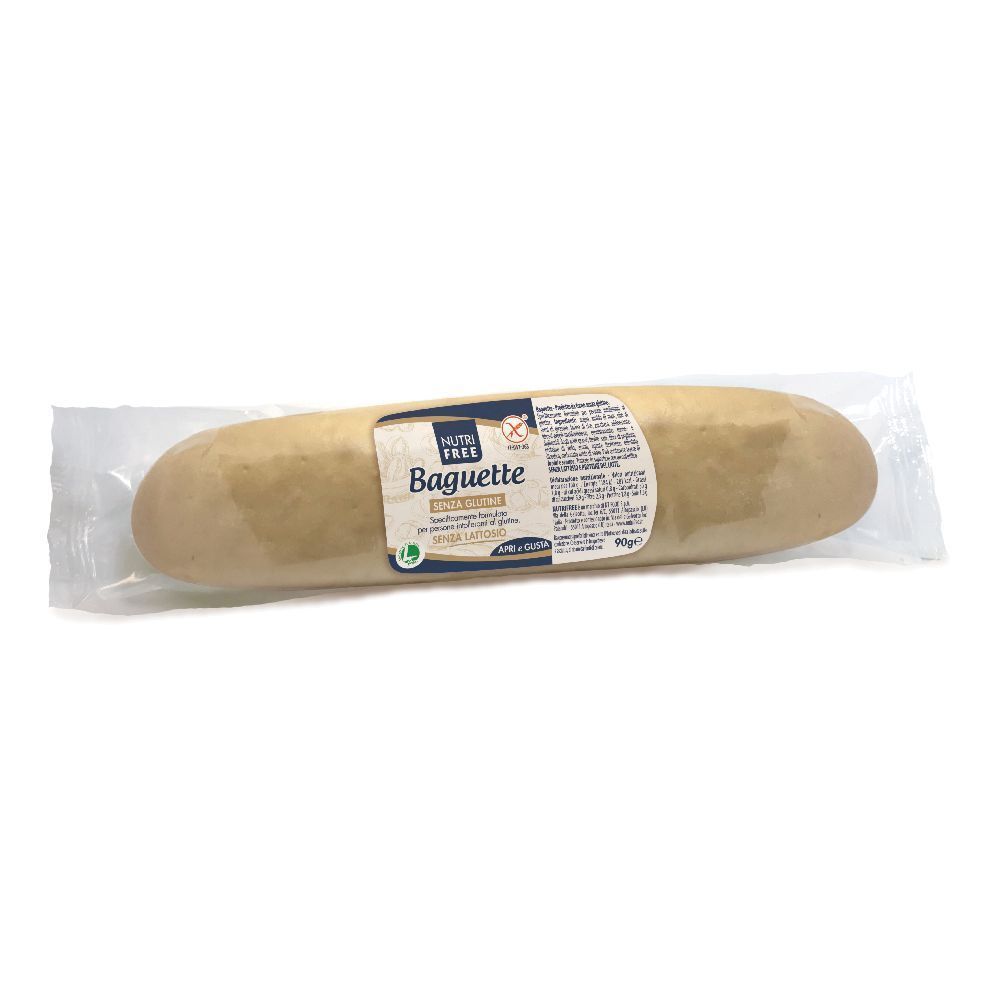 Baguette in confezione trasparente. Sulla confezione sono visibili il logo "Nutrifree" e la scritta "Baguette".