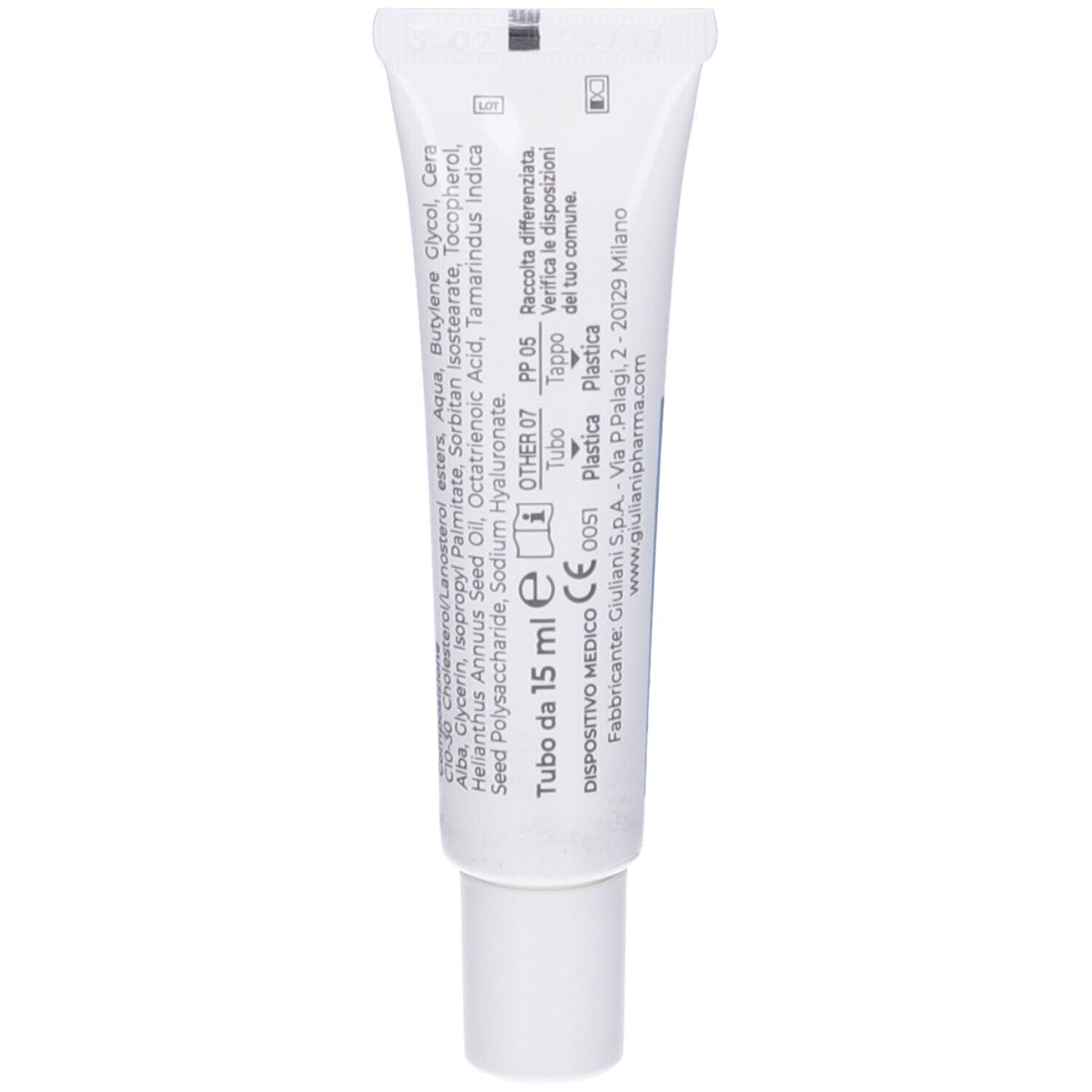 Retro del tubo Kera Mucose Lipogel Cheiliti. Testo, ingredienti, informazioni produttore.