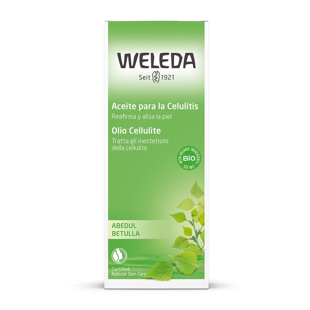 Confezione verde con nome e logo del prodotto. Testo multilingue. Certificazione.