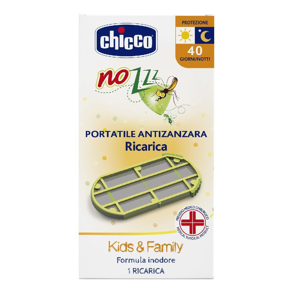 Ricarica Chicco No Zzz. Scatola con ricarica antizanzare verde. Protezione 40 giorni/notti. Kids & Family.