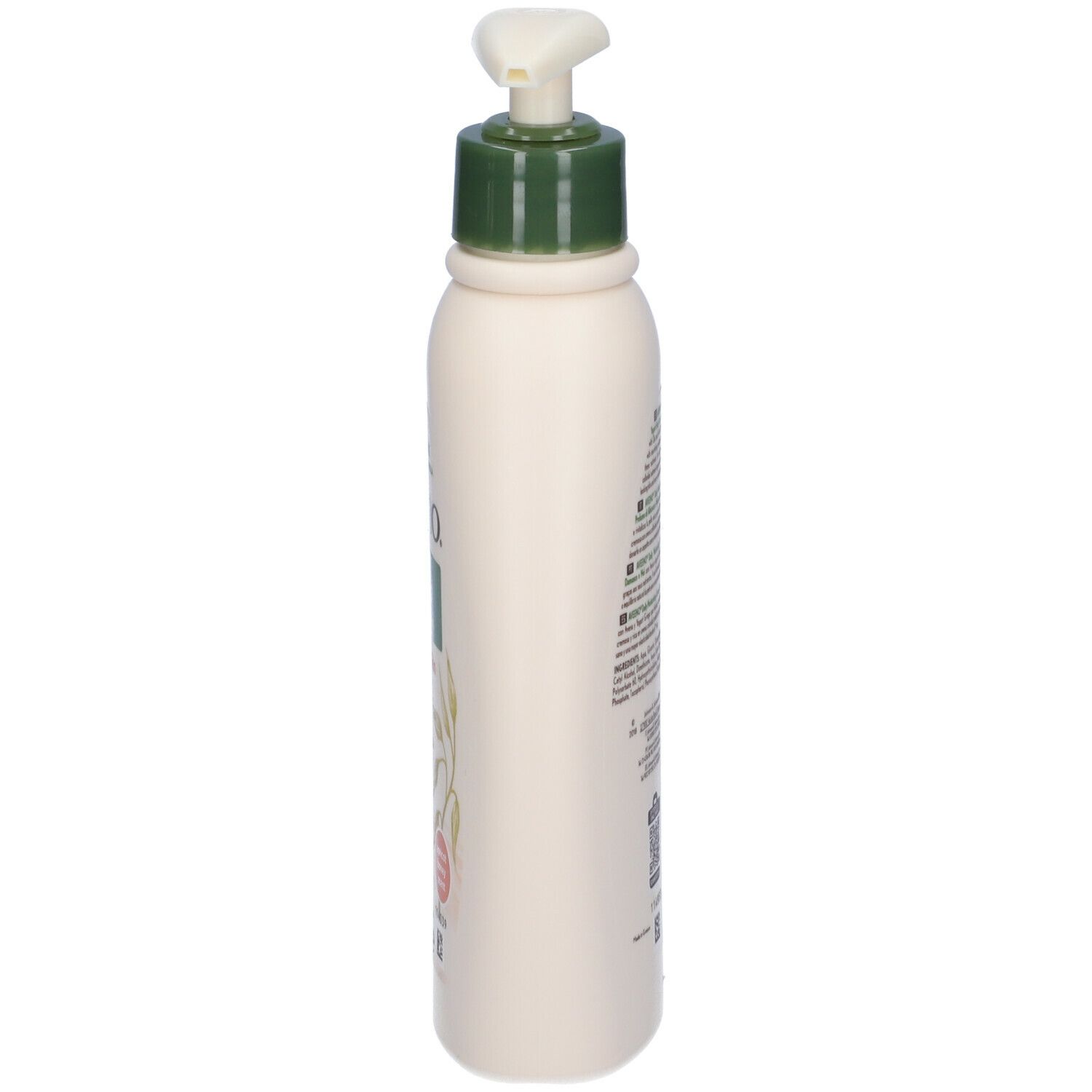 Lato del flacone di crema. Testo: Informazioni sul produttore, codice a barre. 300ml.